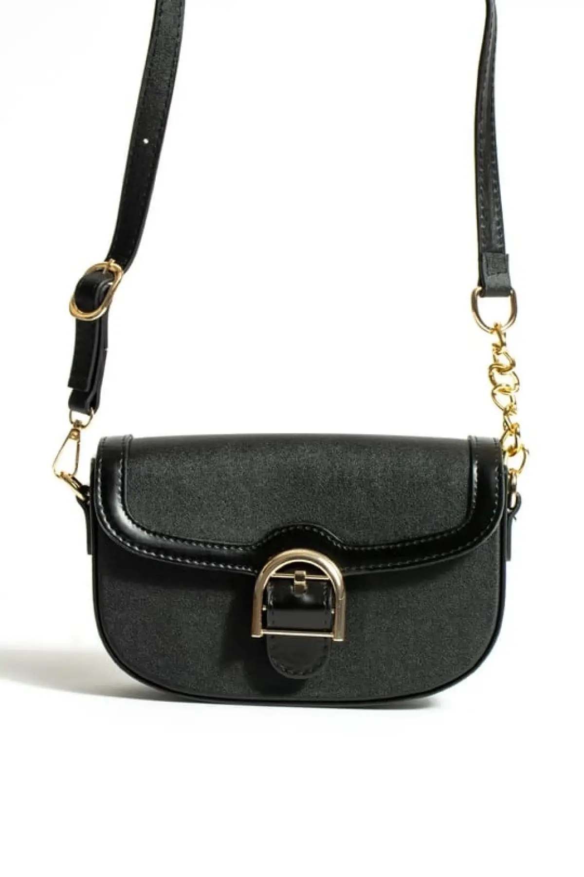 Gloria Siyah Önden Toka Detaylı Kutu Cilt Trend Kadın Omuz Çantası