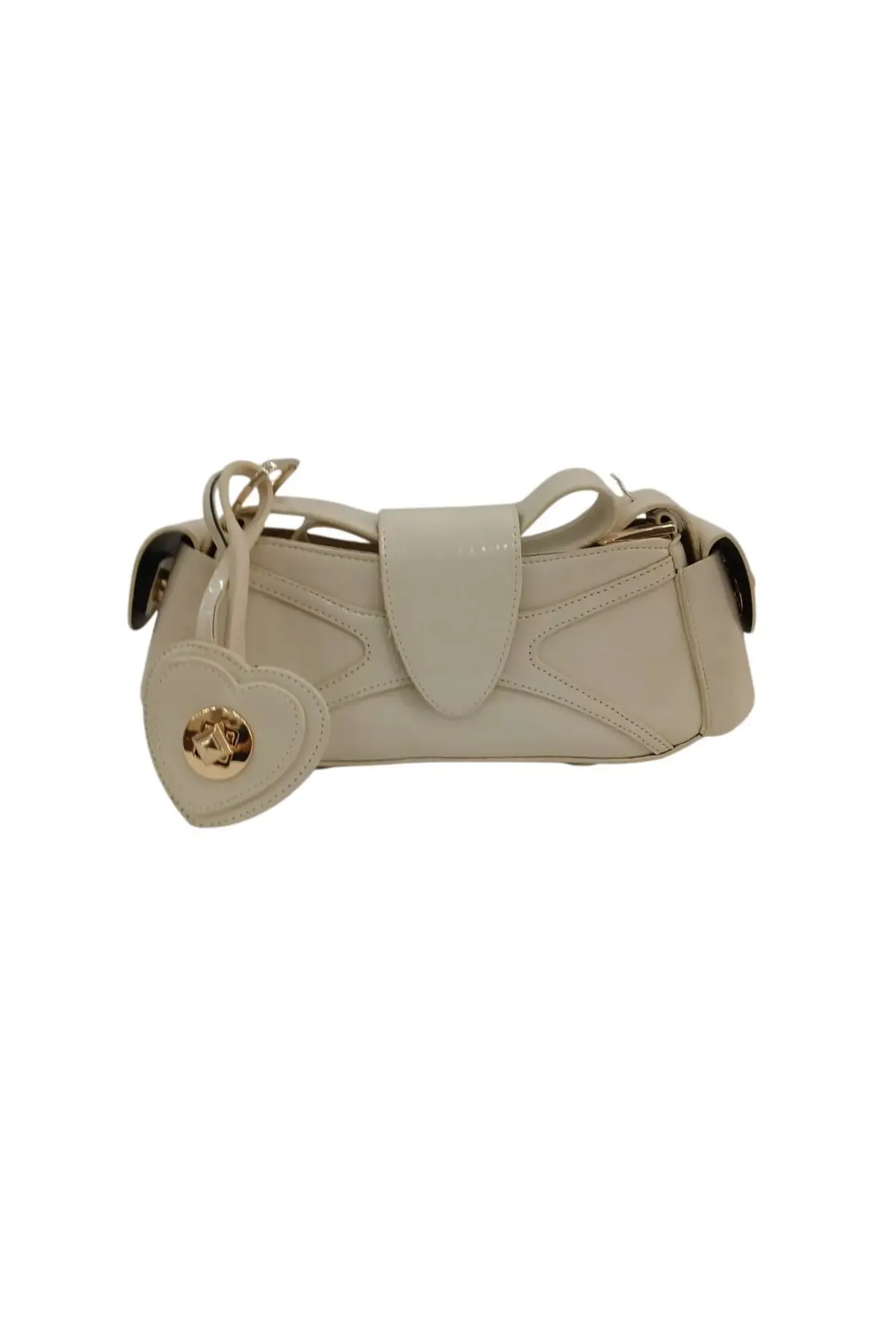 Loves Vizon Yan Cepli Kalp Detaylı Kadın Baget El Ve Omuz Çantası