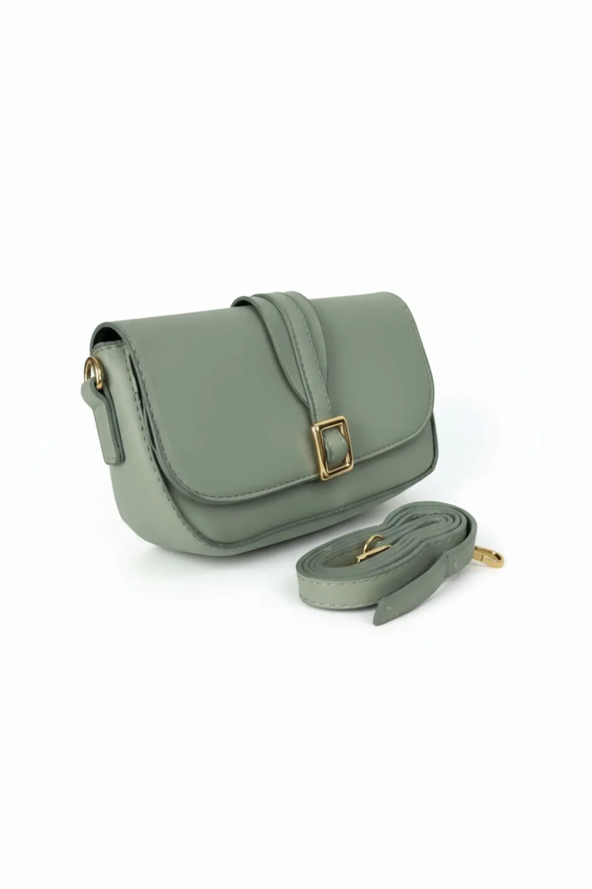 Fega Toka Detaylı Ayarlanabilir Askılı Mint Yeşili Cilt Trend Kadın Omuz Çantası
