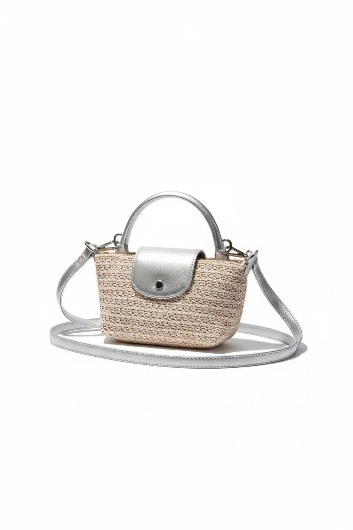 Laurel Gümüş Hasır El Dokuma Kadın Mini Bag