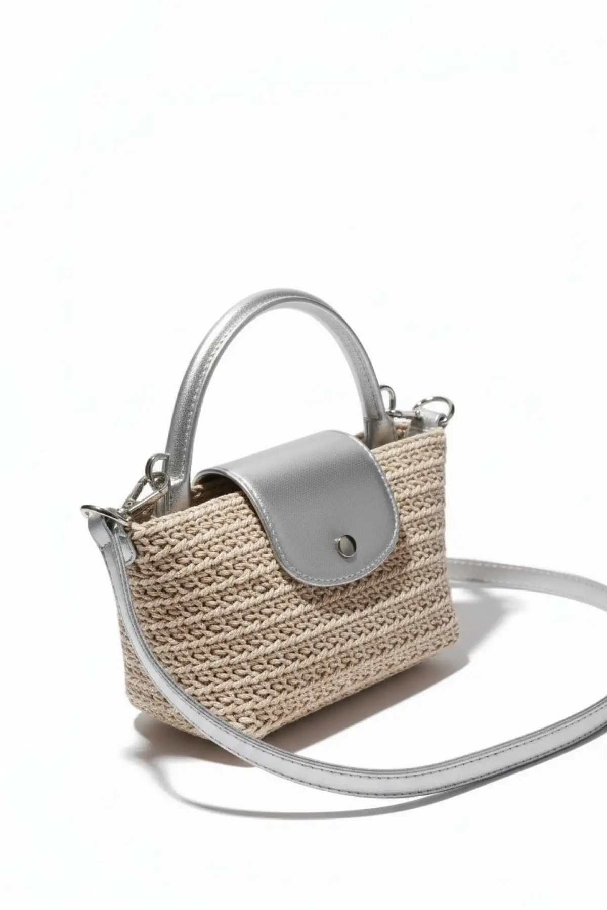 Laurel Gümüş Hasır El Dokuma Kadın Mini Bag