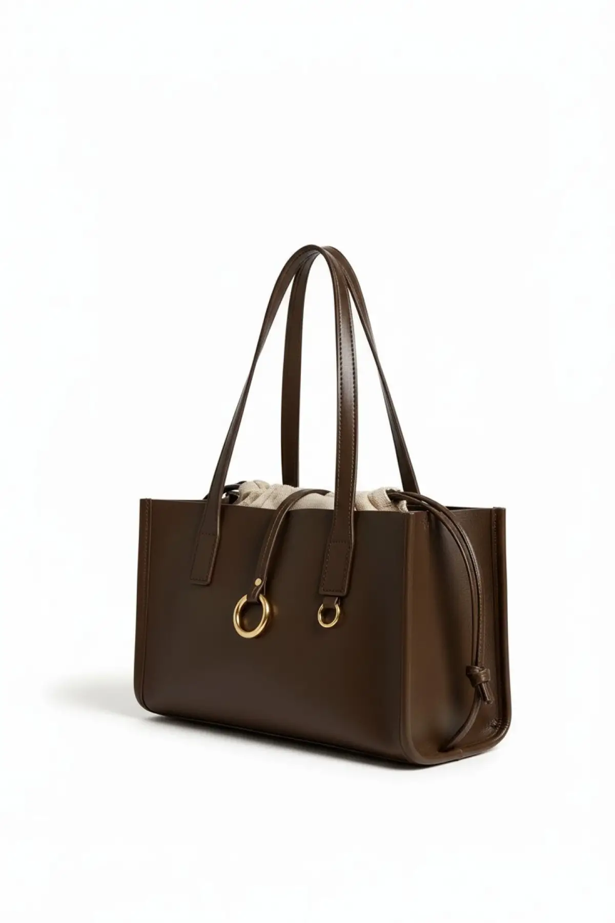 Tresse Acı Kahve Vegan Deri Keseli Kadın El Ve Omuz Çantası