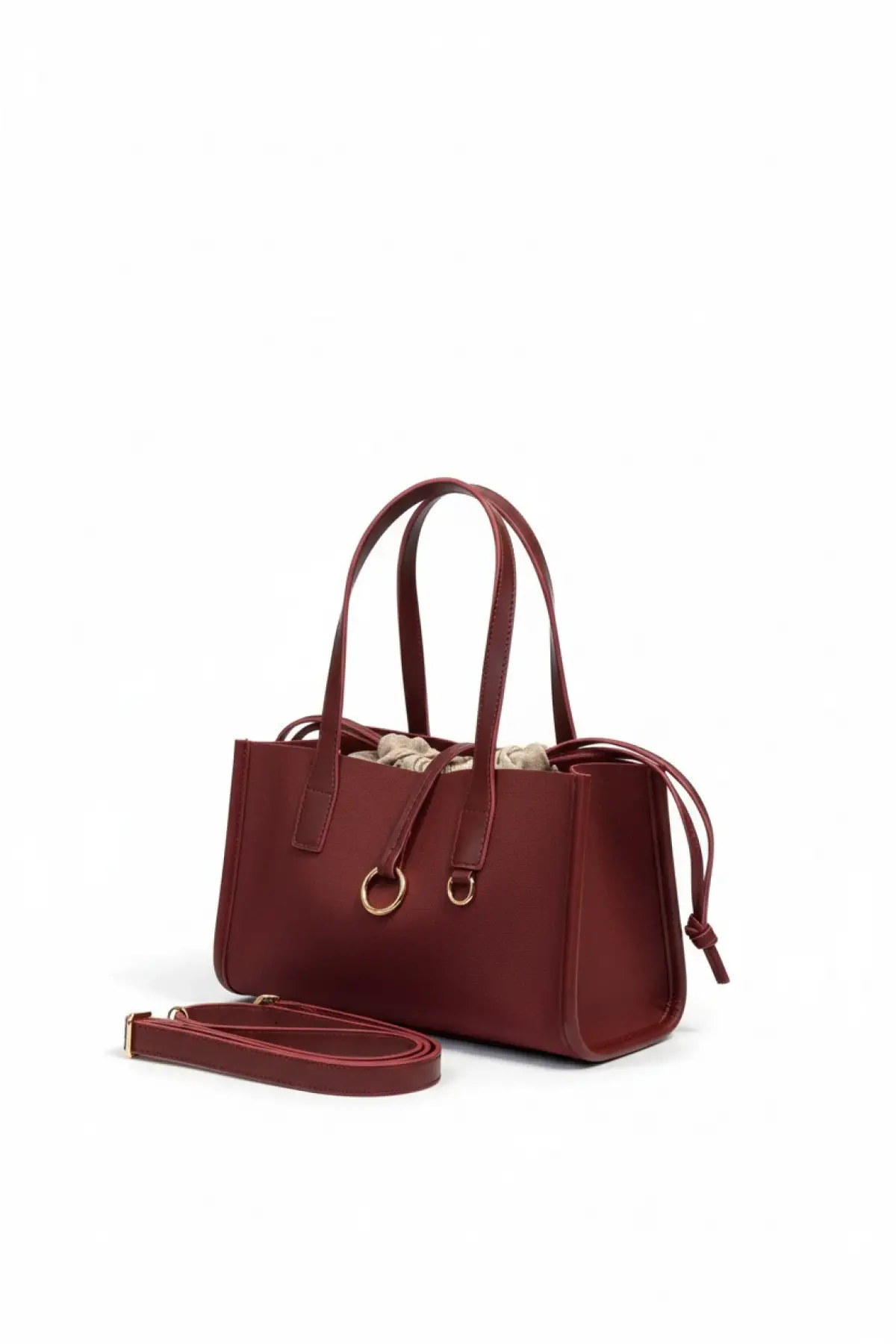Tresse Bordo Süet Keseli Kadın El Ve Omuz Çantası