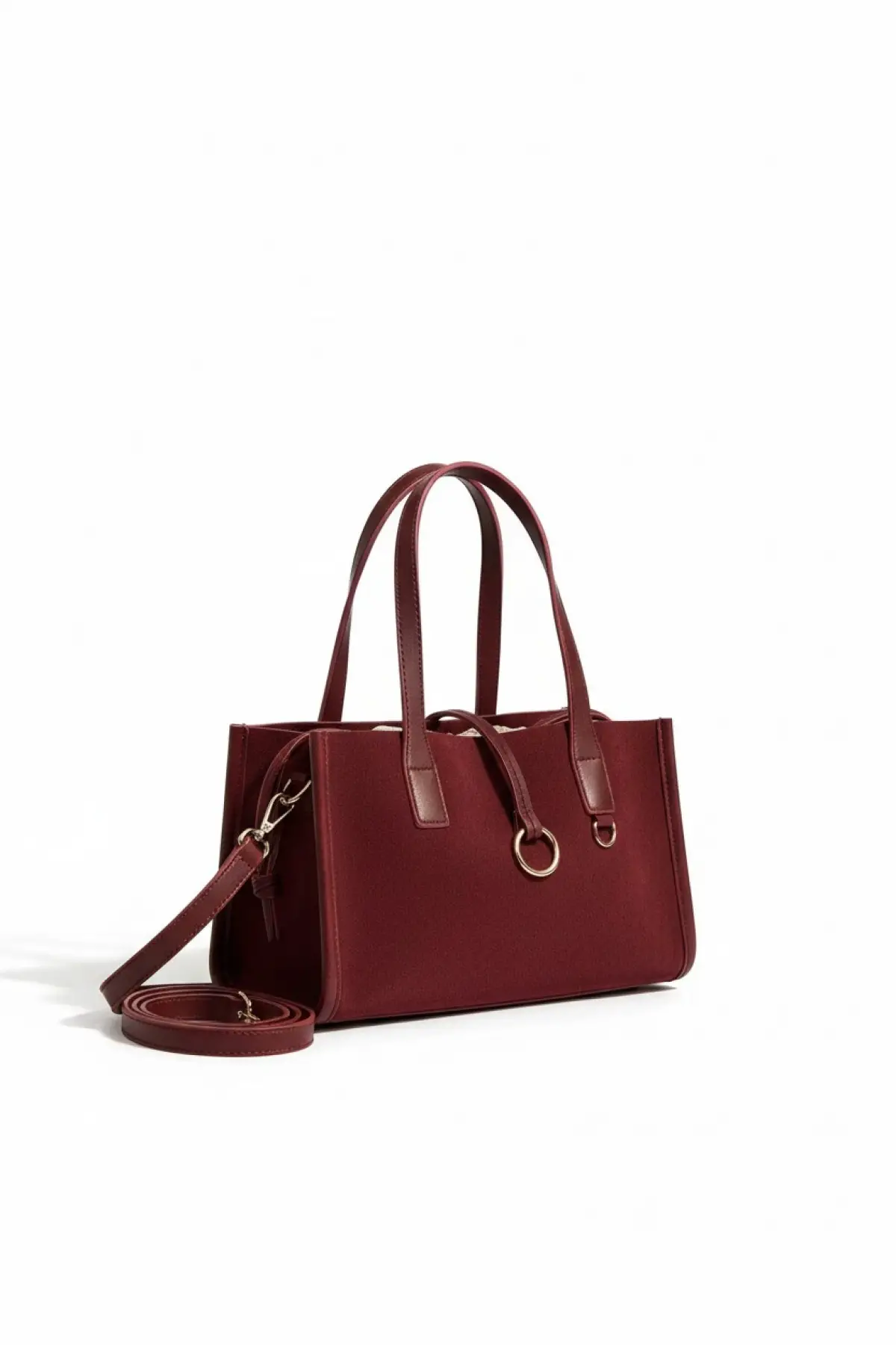 Tresse Bordo Süet Keseli Kadın El Ve Omuz Çantası