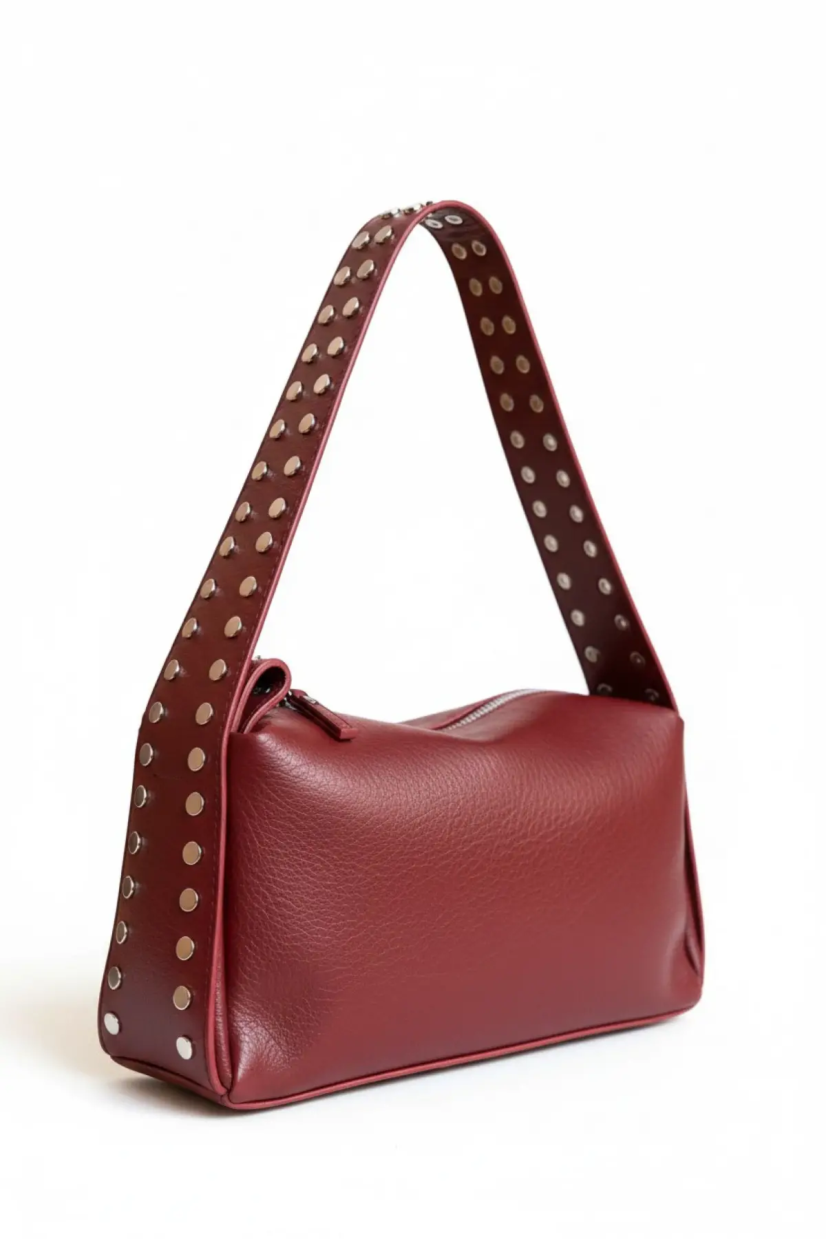 Mossi Bordo Cilt Trok Detaylı Baget Kadın El Ve Omuz Çantası