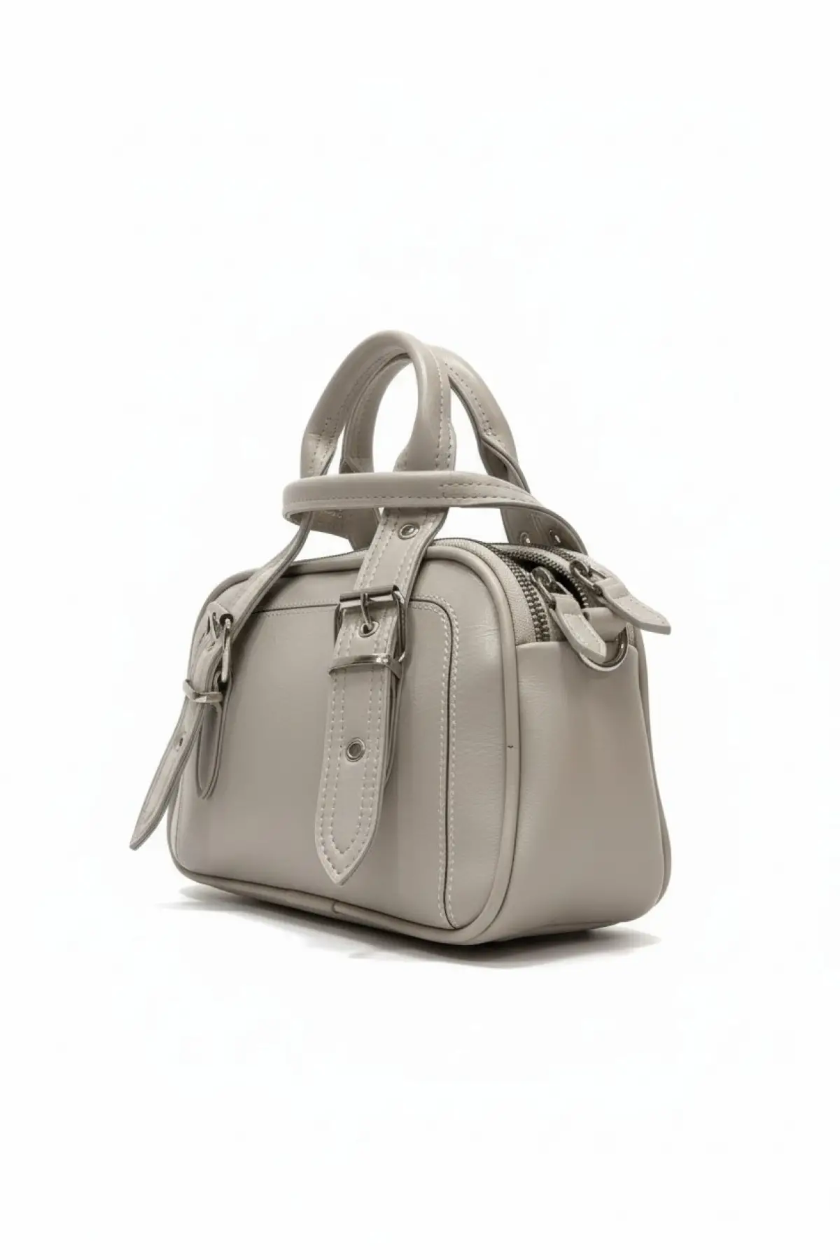 Melina Vizon Vegan deri üç bölmeli fermuar kapamalı Kadın el kol ve omuz çantası