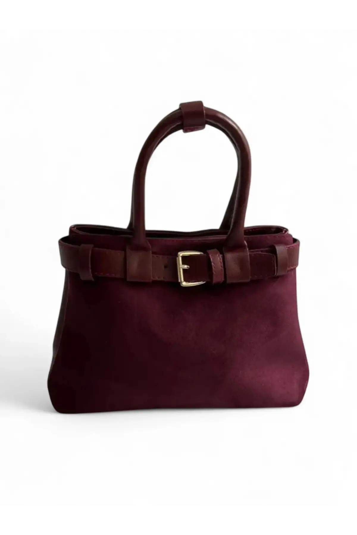 Aurora Bordo Kemer Detaylı Süet Kadın El Kol Ve Omuz Çantası