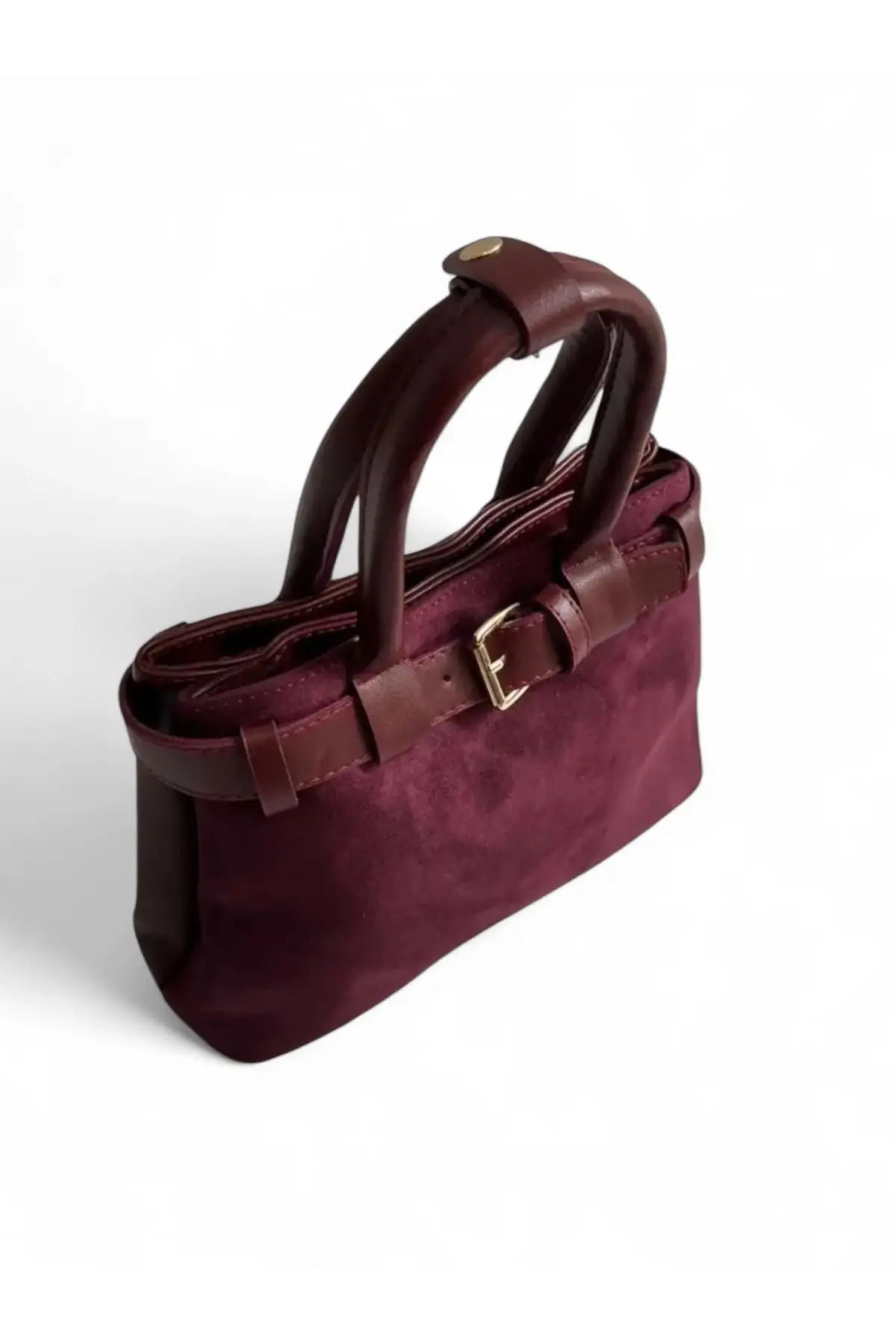 Aurora Bordo Kemer Detaylı Süet Kadın El Kol Ve Omuz Çantası