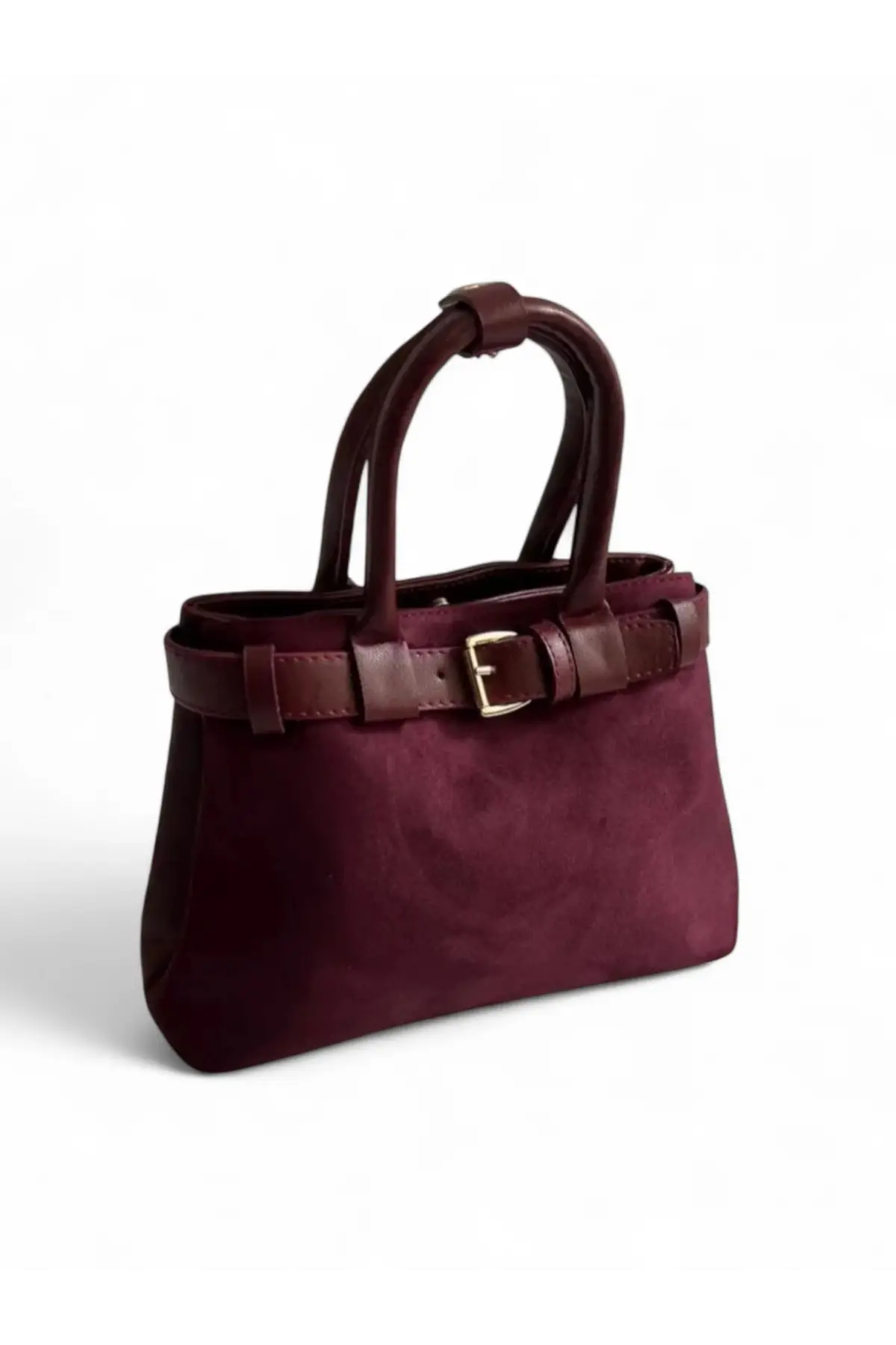 Aurora Bordo Kemer Detaylı Süet Kadın El Kol Ve Omuz Çantası