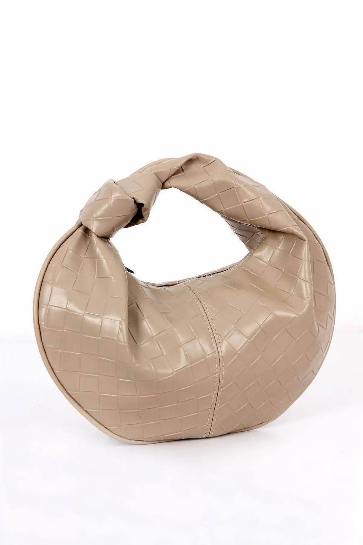 Helen Düğümlü Koyu Vizon Örgü Desen Trend Mini Kadın Bowl Bag