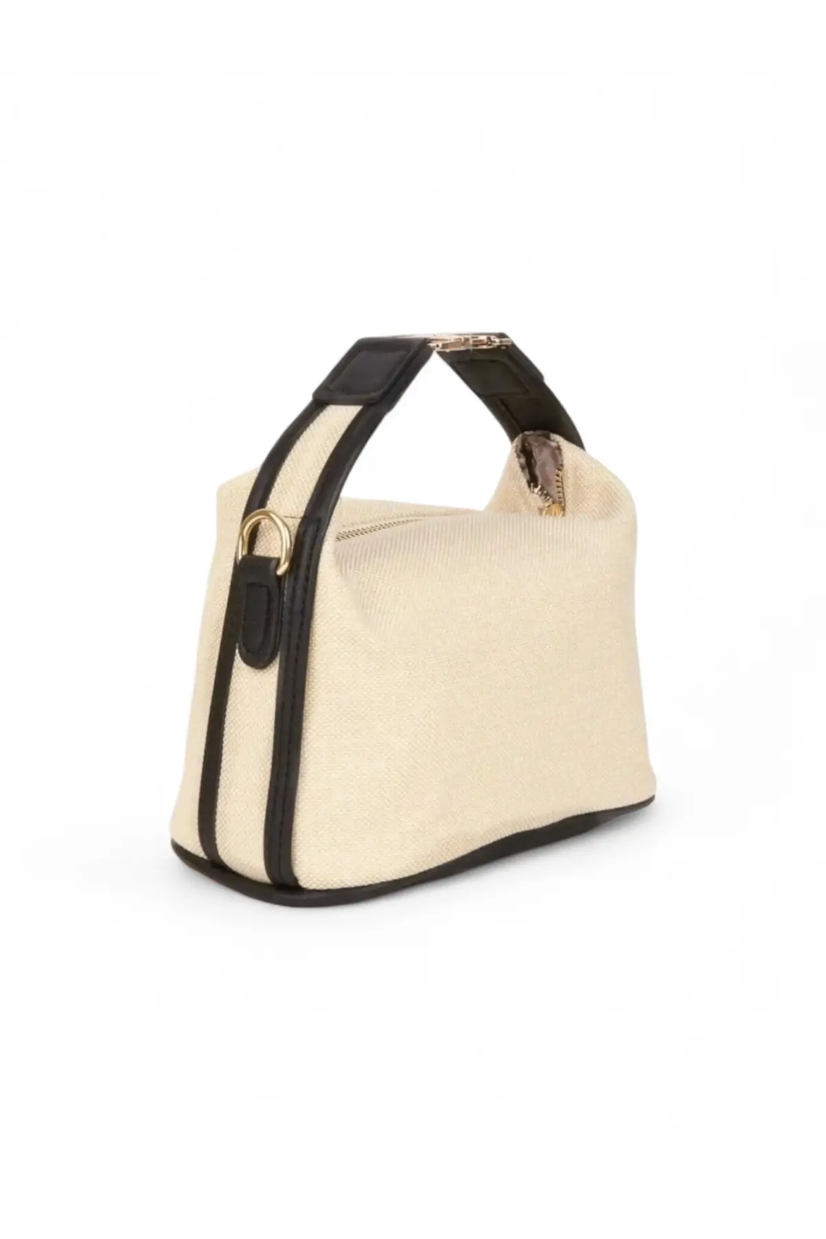 Toile Siyah Detaylı Kanvas Çift Askılı Kadın El Kol Ve Omuz Çantası