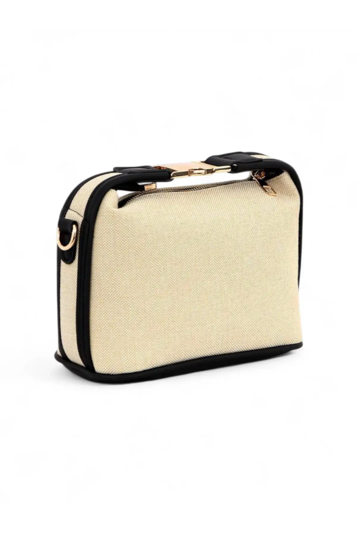 Toile Siyah Detaylı Kanvas Çift Askılı Kadın El Kol Ve Omuz Çantası