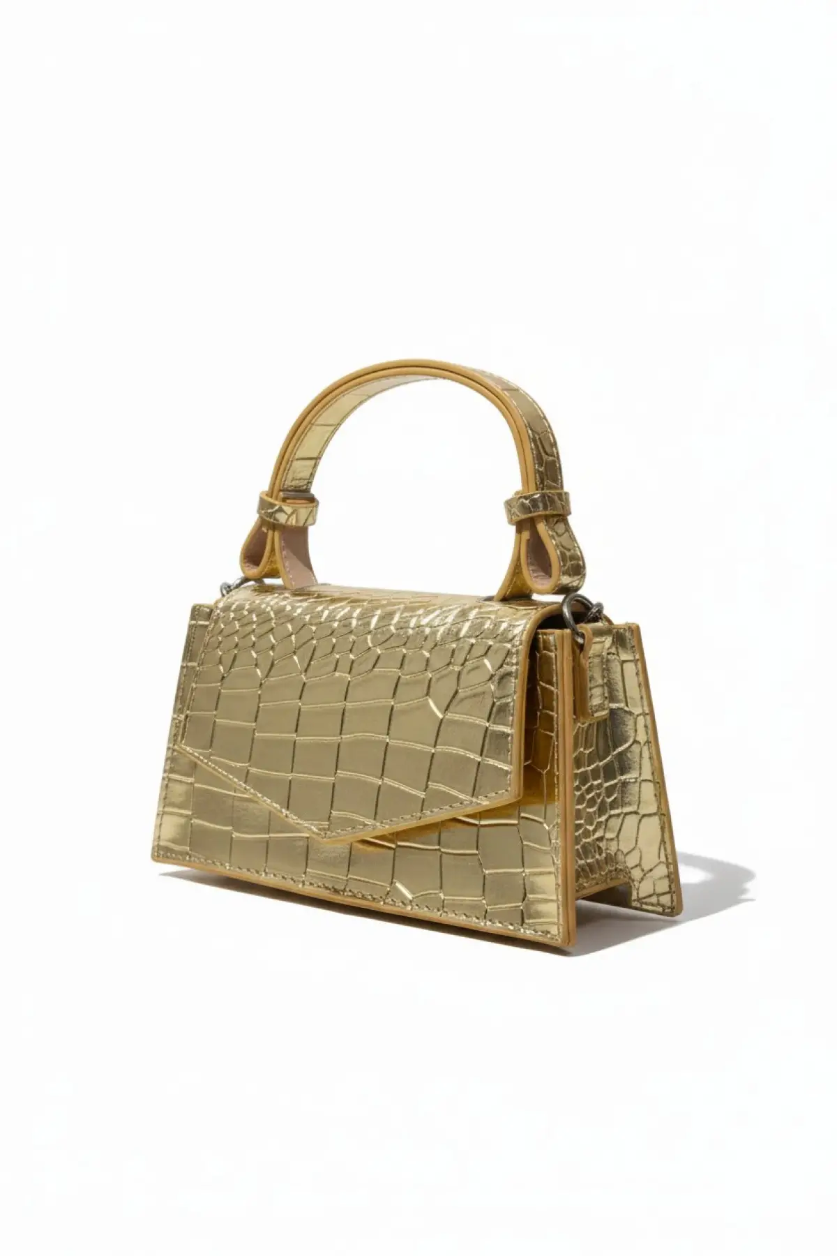 Zeus Gold Croco Zincir Askılı Kadın El Kol Ve Omuz Çantası