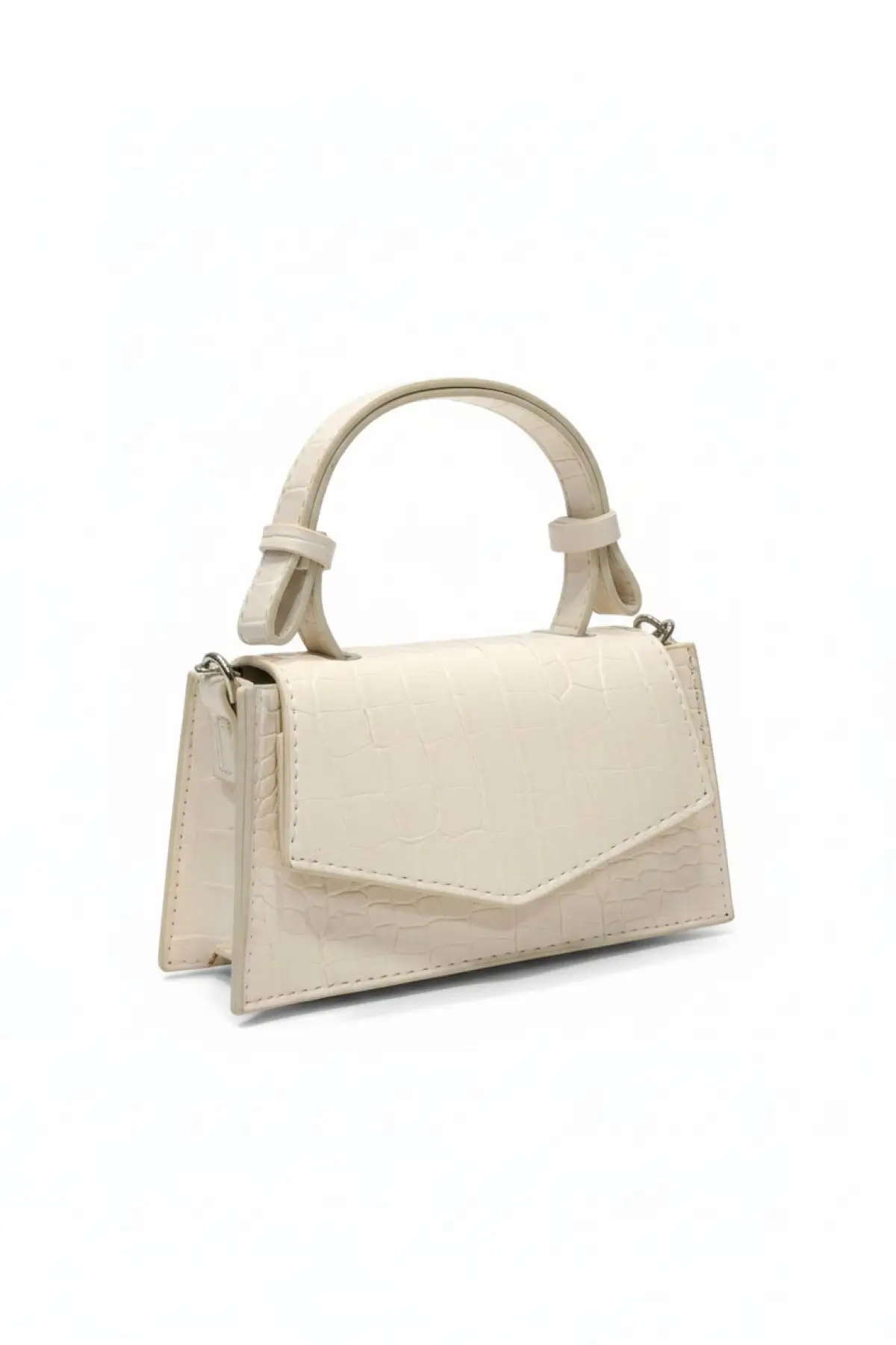 Zeus Krem Croco Zincir Askılı Kadın El Kol Ve Omuz Çantası
