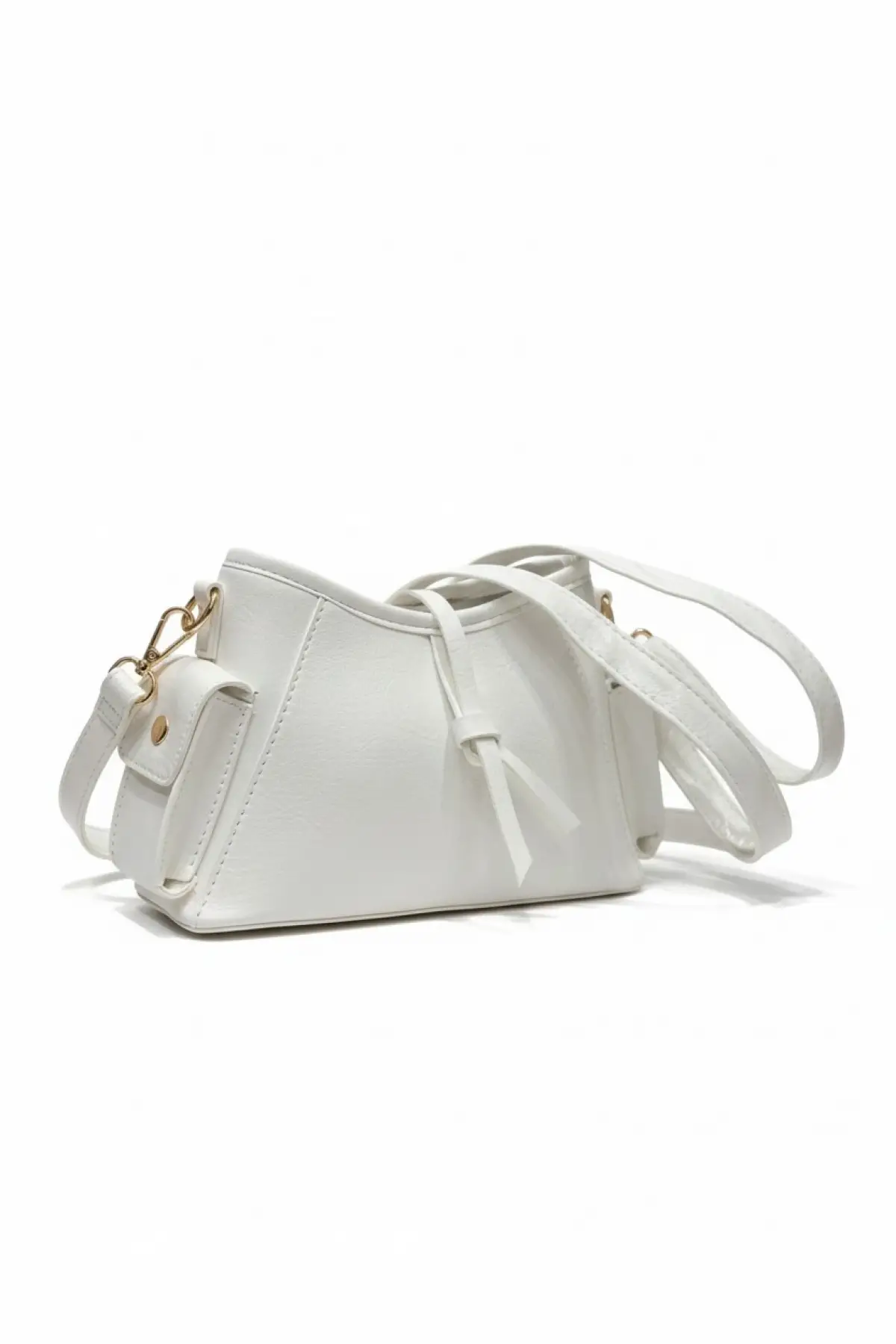 Enyola Beyaz Yandan Cepli Ayarlanabilir Askılı Kadın Omuz Çantası