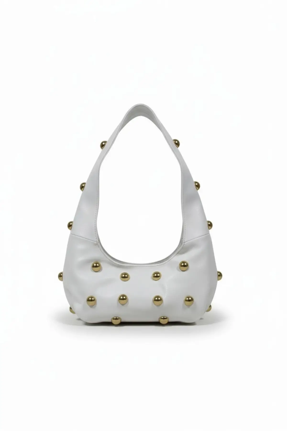 Mest Beyaz Zımba Detaylı Kadın Omuz Çantası