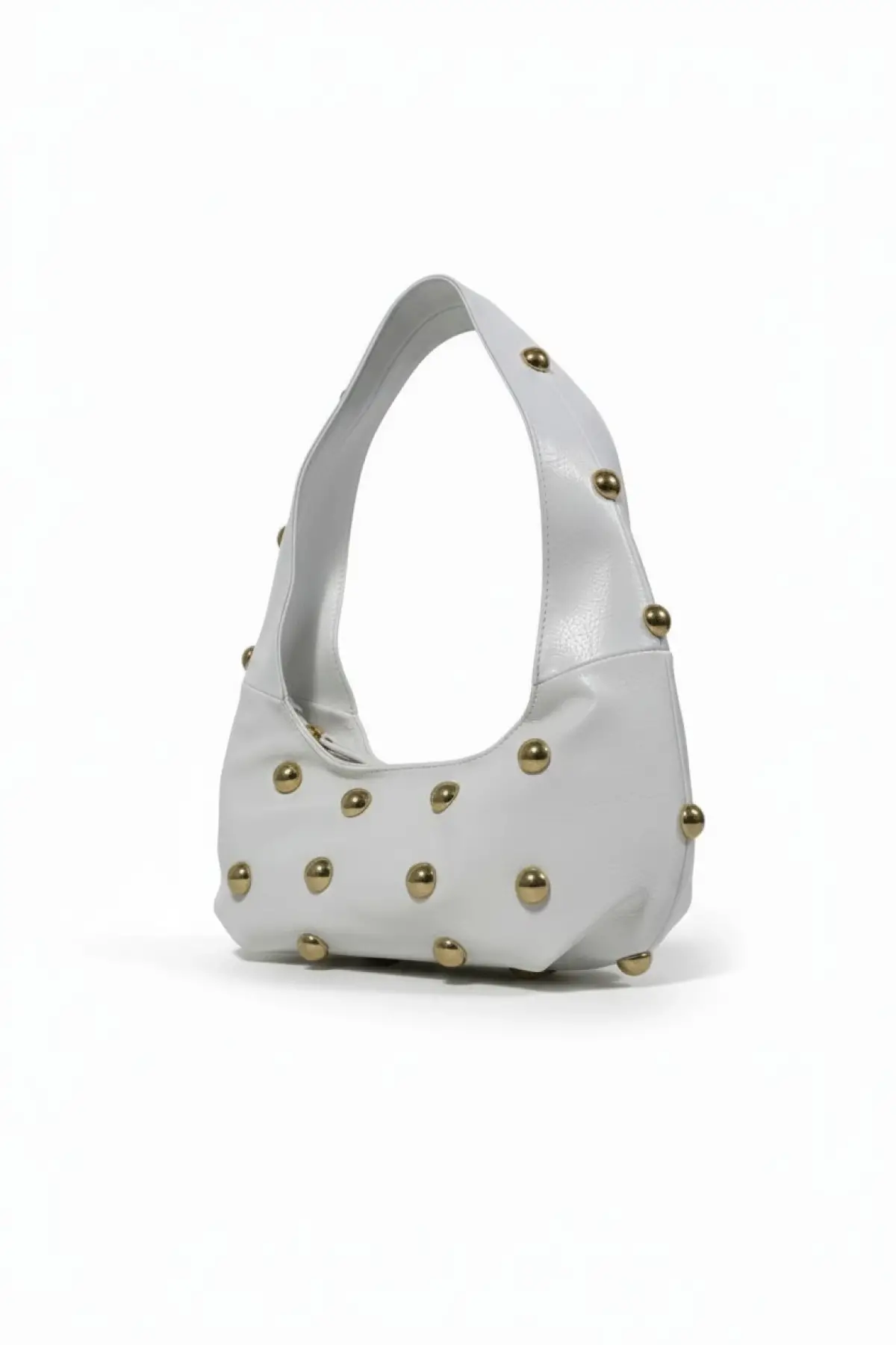 Mest Beyaz Zımba Detaylı Kadın Omuz Çantası