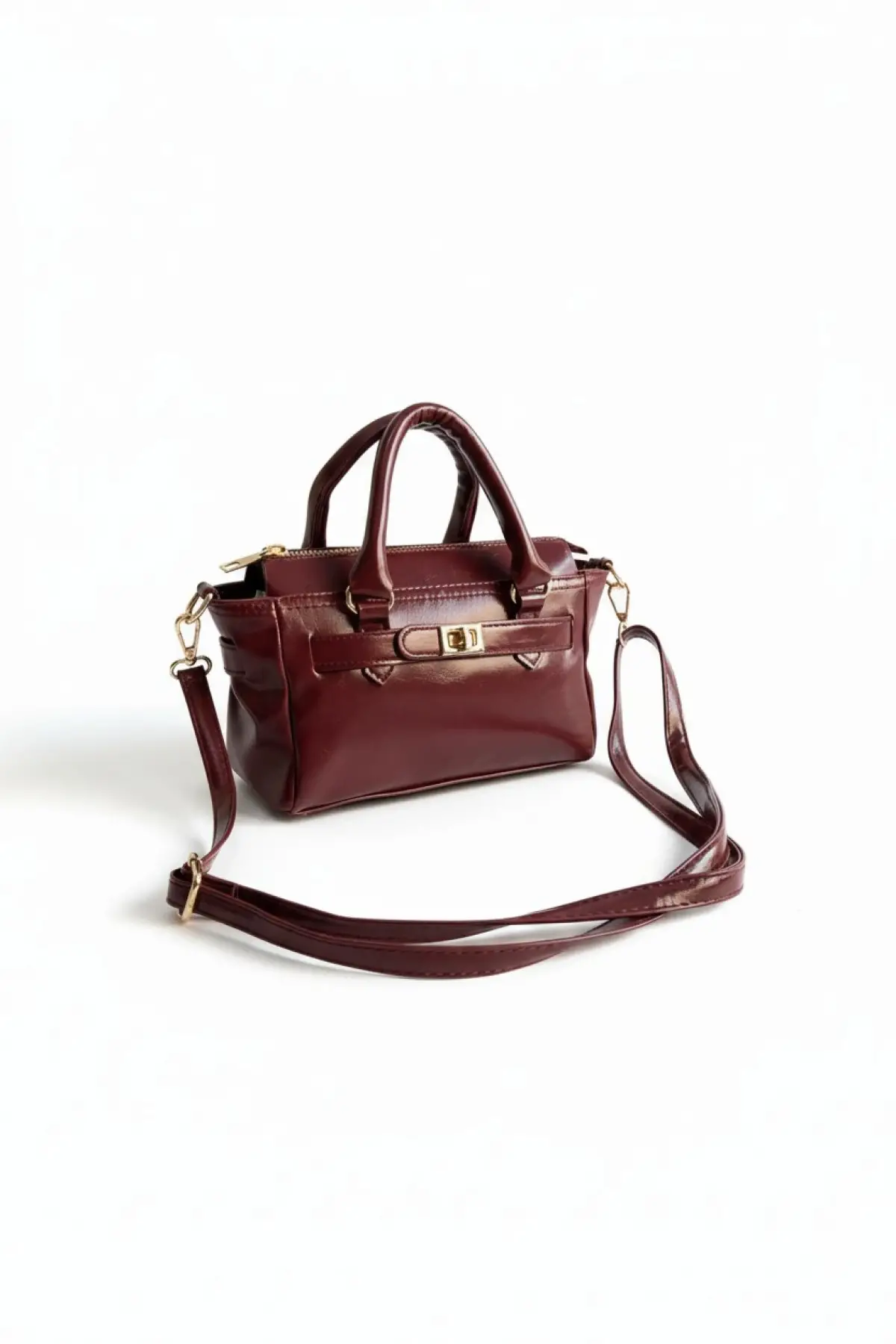Harmony Bordo Cilt Önden Kilit Detaylı Kadın El Kol Ve Omuz Çantası
