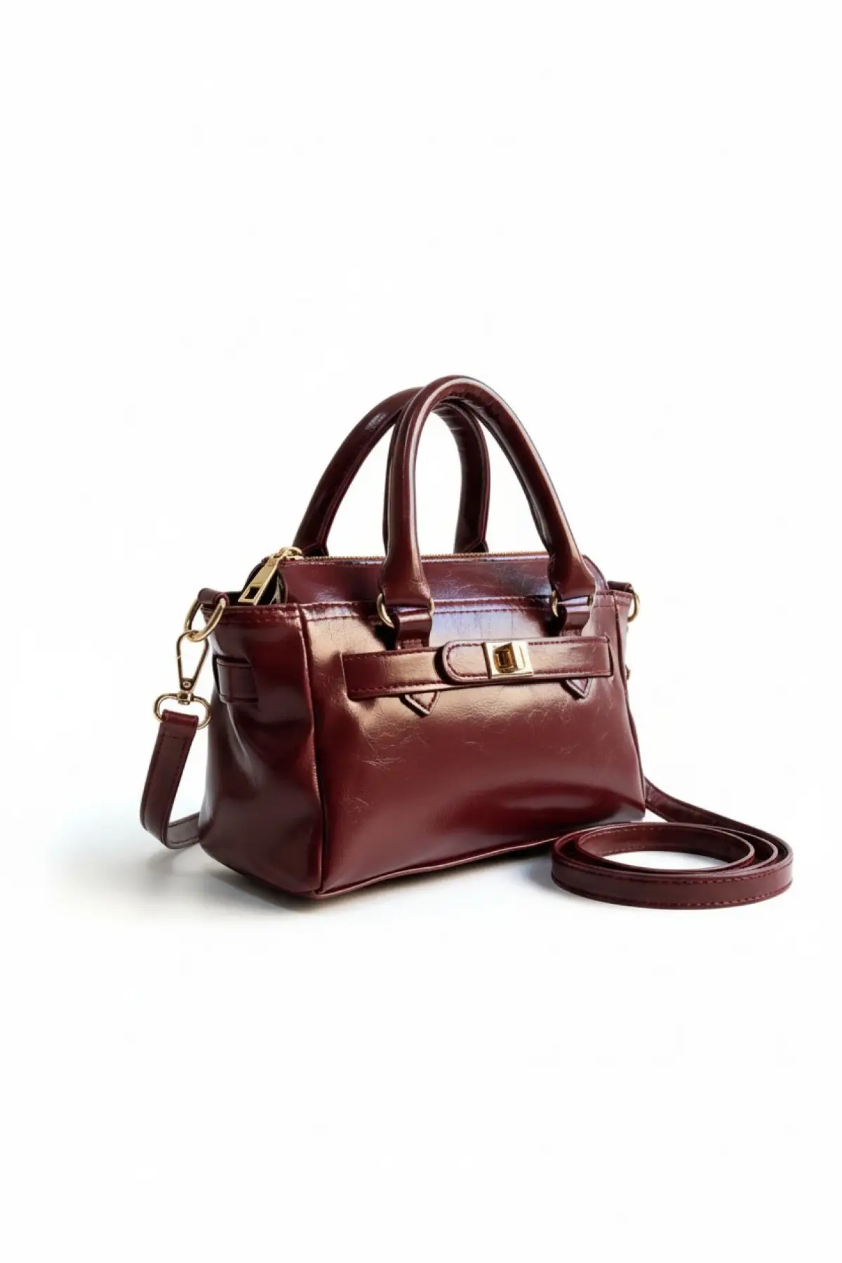 Harmony Bordo Cilt Önden Kilit Detaylı Kadın El Kol Ve Omuz Çantası