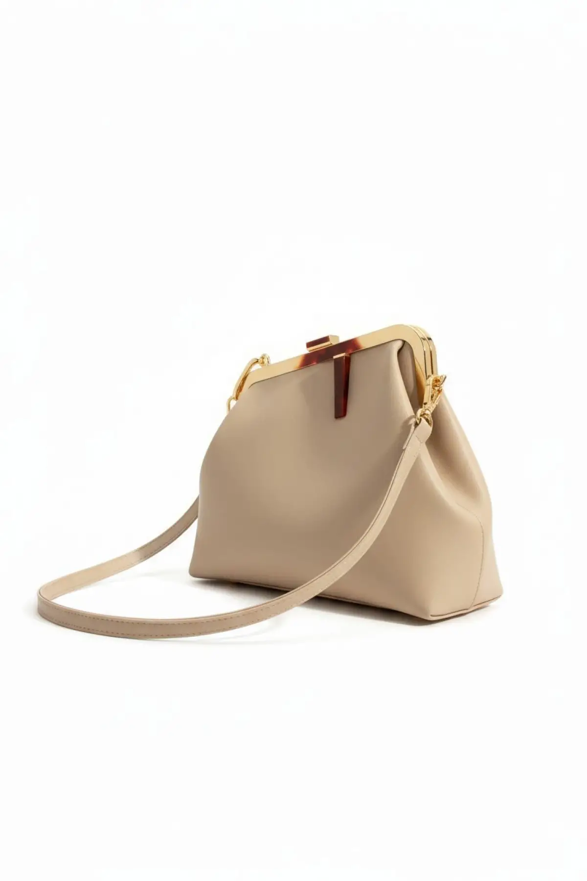 Paris Bej Burslu Asimetrik Kadın El Ve Omuz Çantası