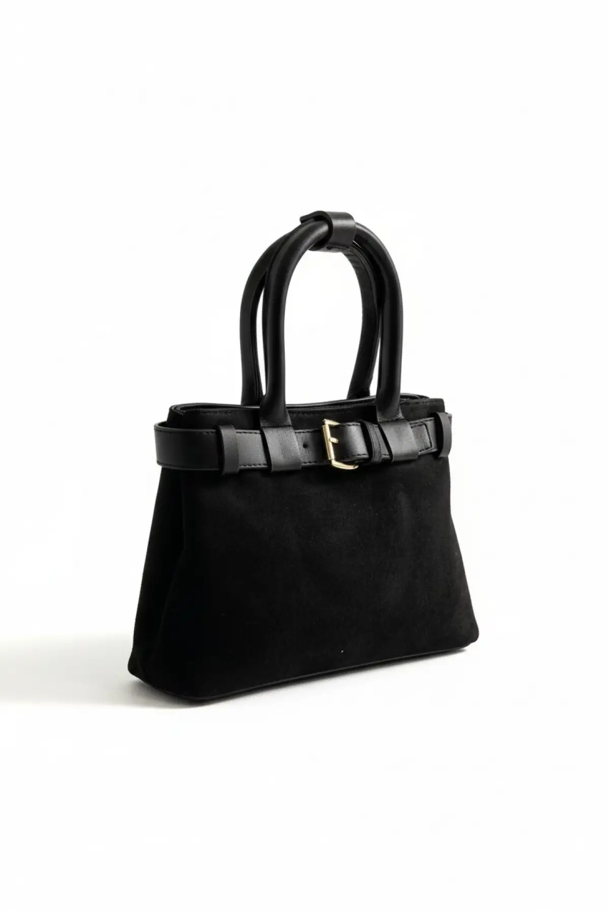 Aurora Siyah Kemer Detaylı Süet Kadın El Kol Ve Omuz Çantası