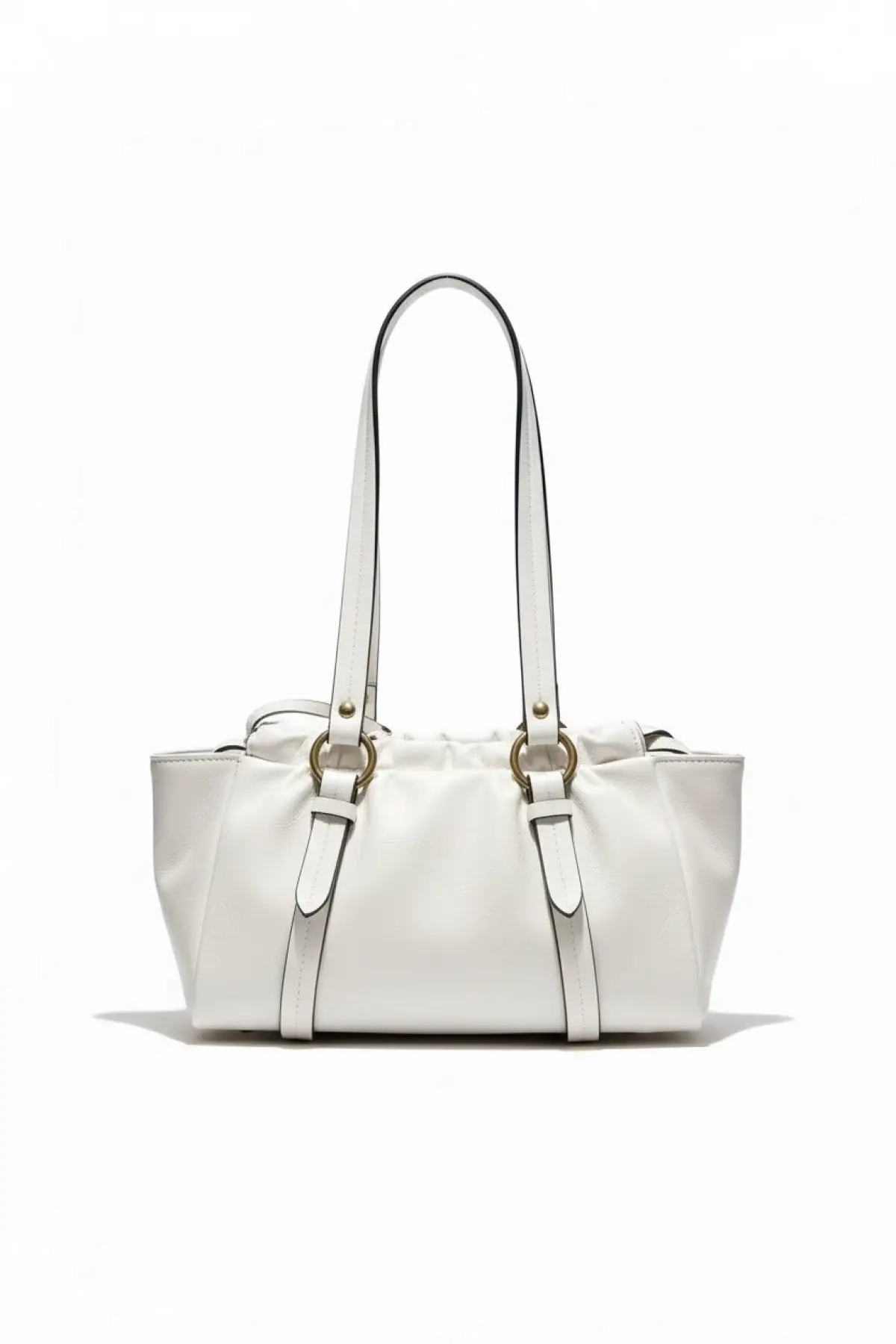 Rhea Beyaz Büzgü Model Bowling Kadın Omuz Çantası