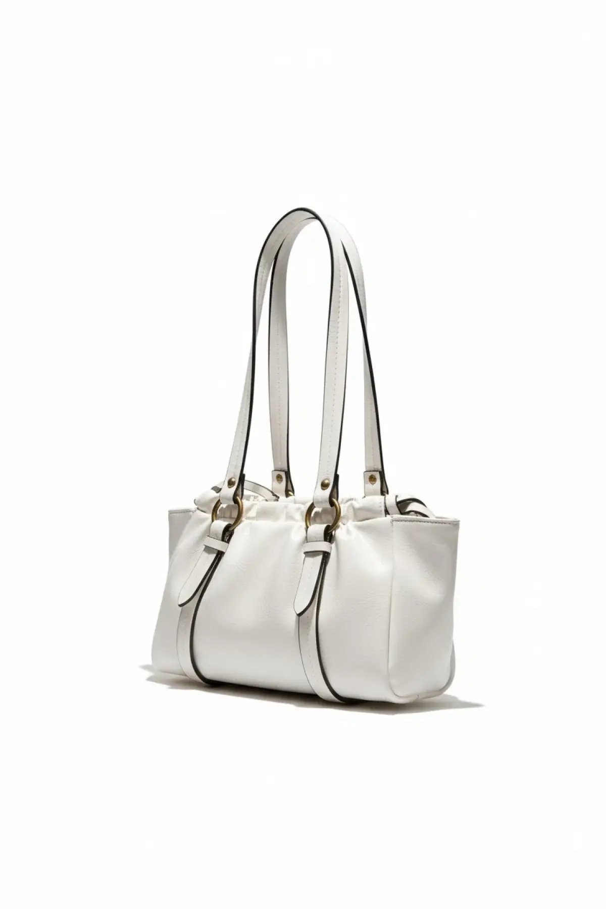Rhea Beyaz Büzgü Model Bowling Kadın Omuz Çantası