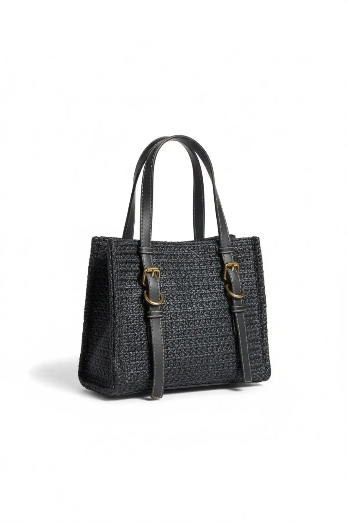 Asya Siyah Kadın Örgülü Tokalı El Ve Omuz Çantası