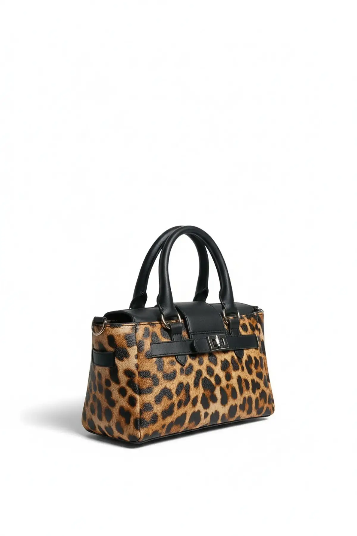 Harmony Leopar Cilt Önden Kilit Detaylı Mini Kadın El Kol Ve Omuz Çantası