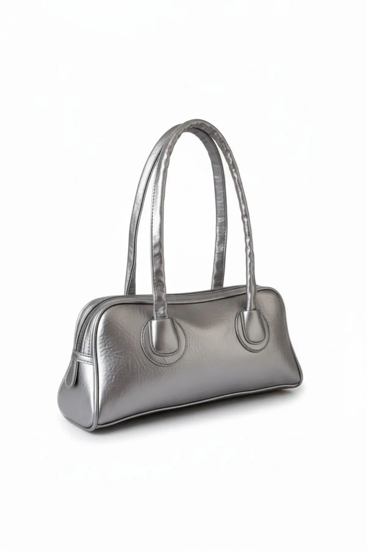 Henna Gümüş Fermuar Kapama Pinterest Model Kadın Omuz Çantası