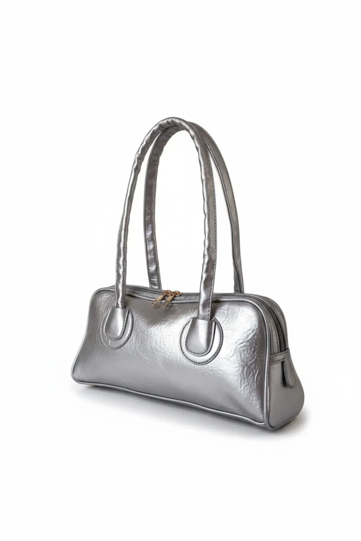 Henna Gümüş Fermuar Kapama Pinterest Model Kadın Omuz Çantası