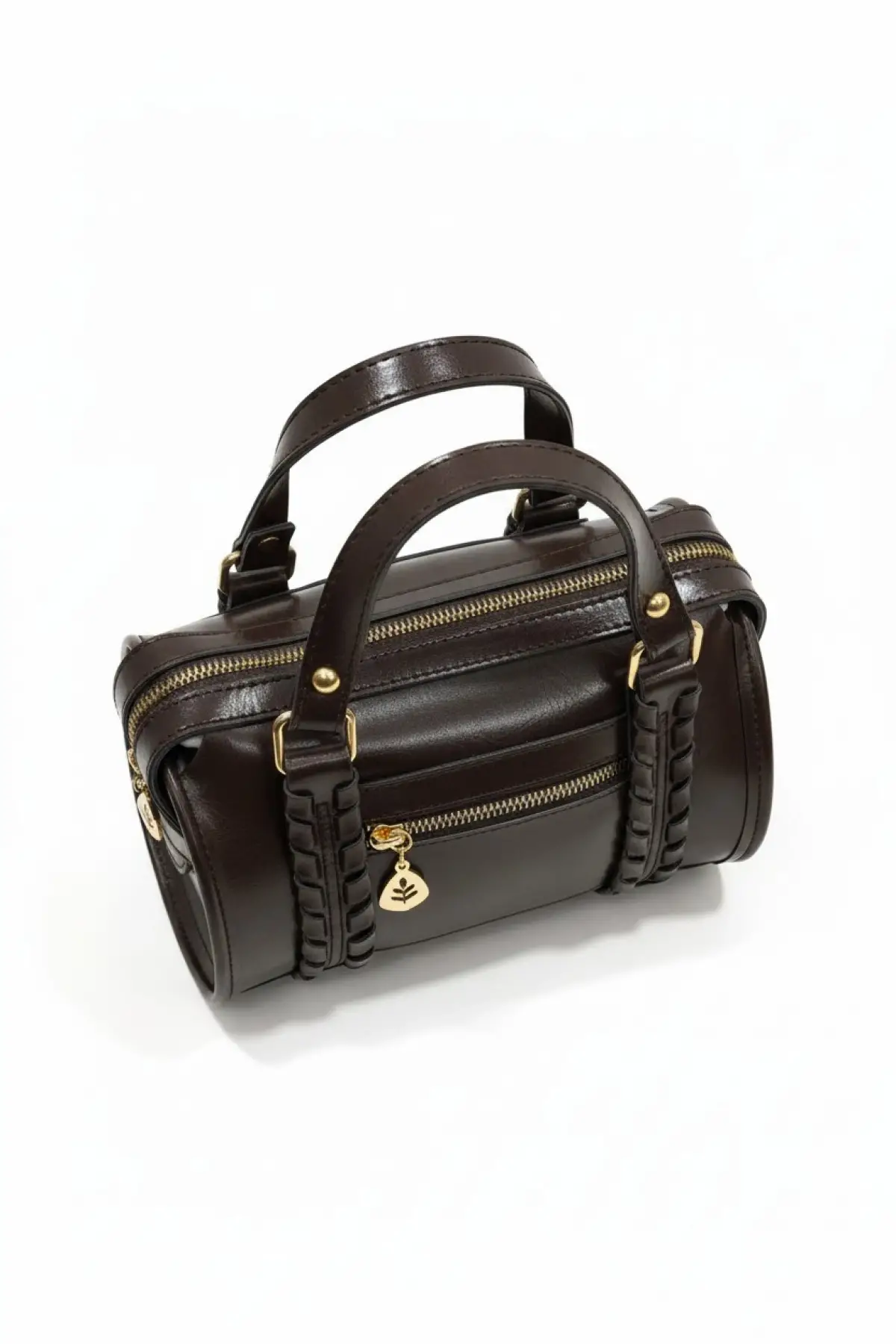 Loretta Acı Kahve Vegan Deri Örgü Detaylı Mini Kadın El Ve Omuz Çantası