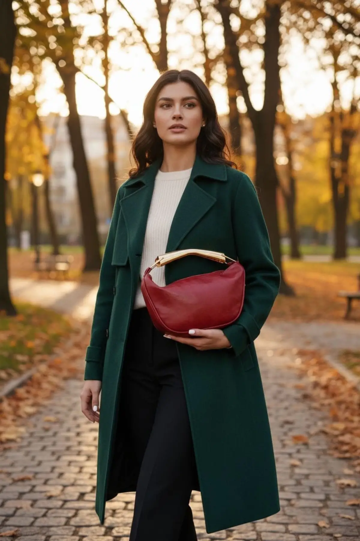 Begonia Bordo Gold Tasarım Saplı Kadın El Kol Ve Omuz Çantası