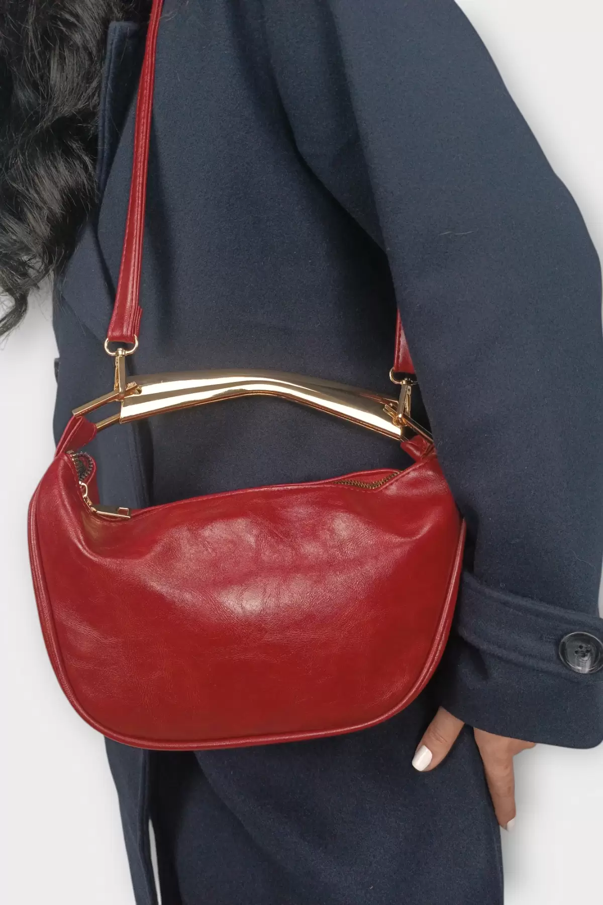 Begonia Bordo Gold Tasarım Saplı Kadın El Kol Ve Omuz Çantası