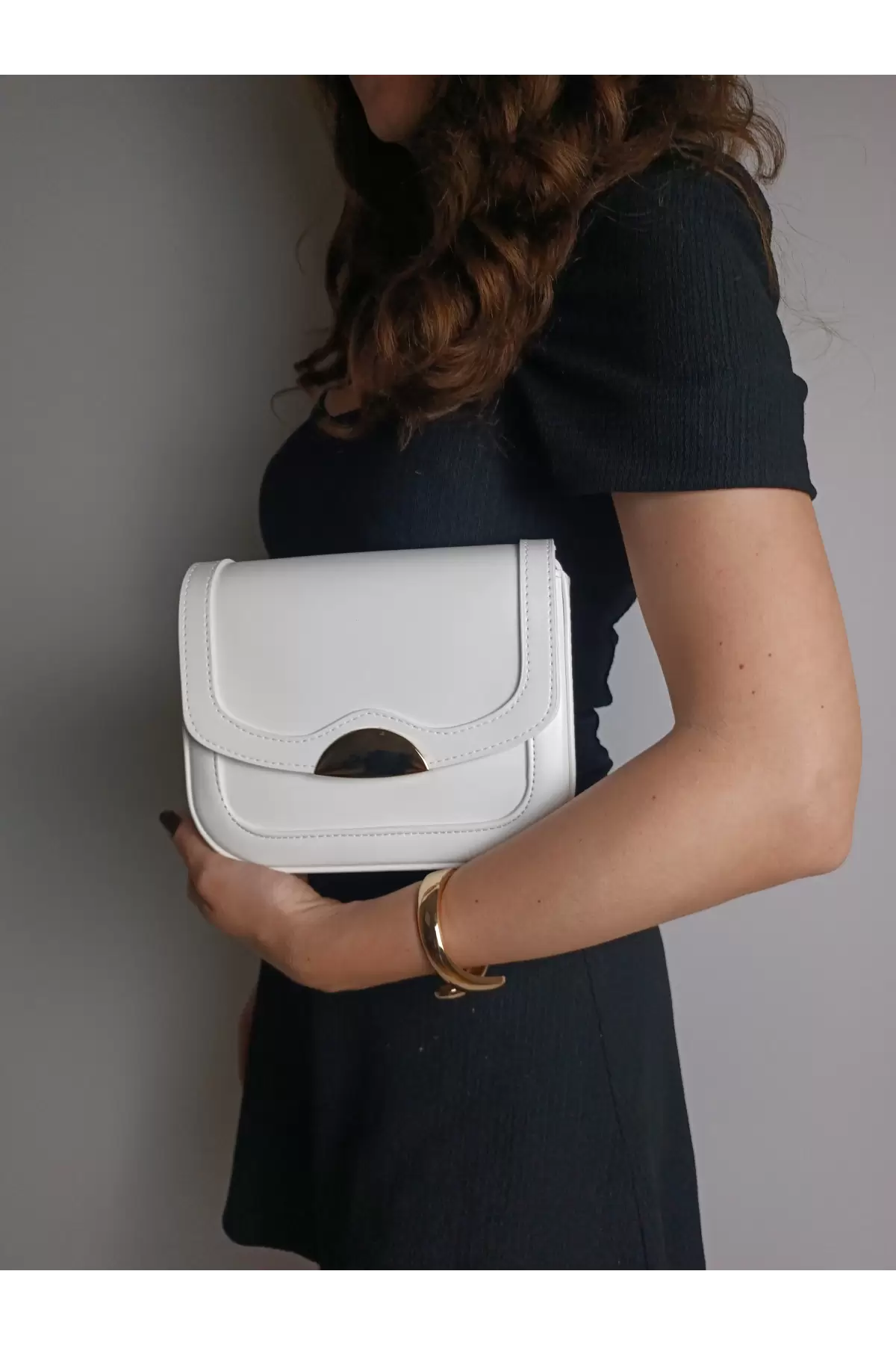 Brussels White Gold Buckle Womens Shoulder Bag