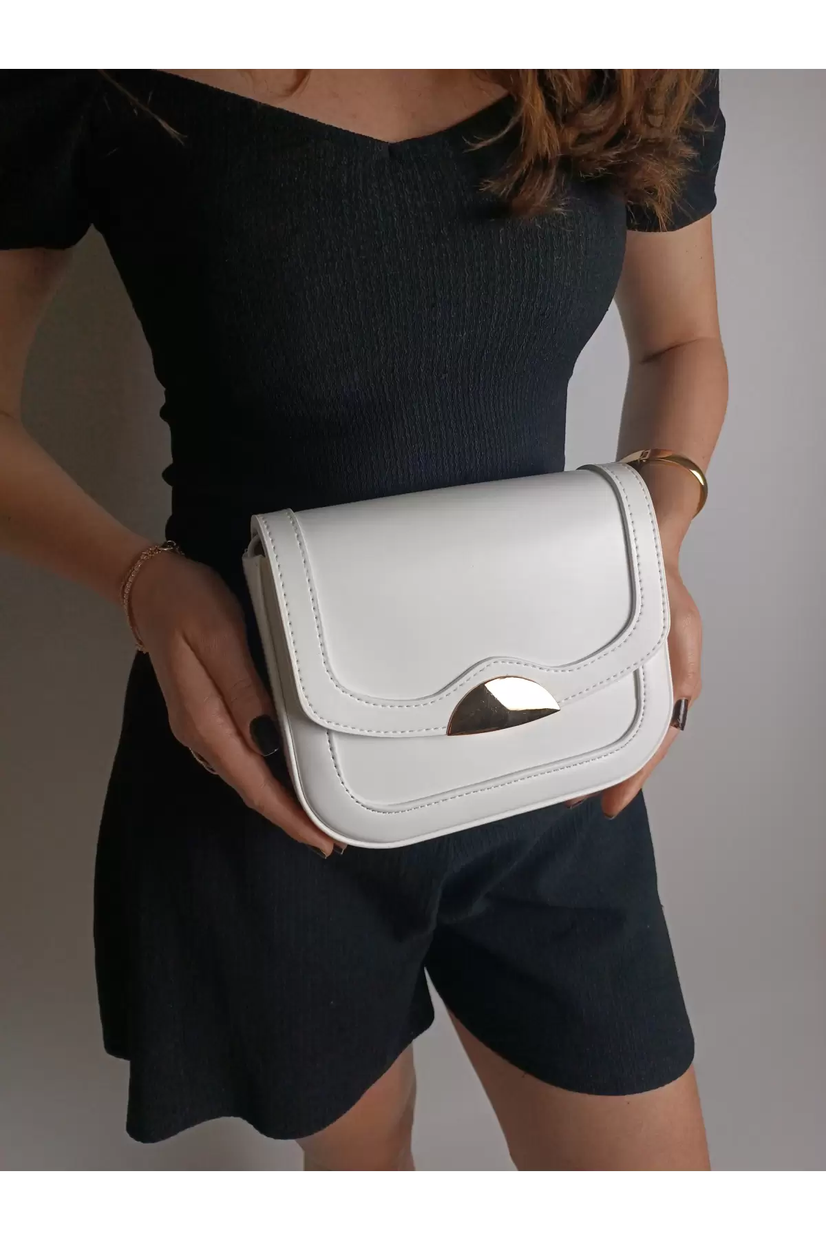 Brussels White Gold Buckle Womens Shoulder Bag