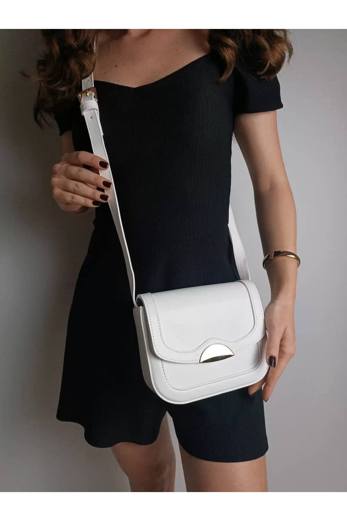 Brussels White Gold Buckle Womens Shoulder Bag