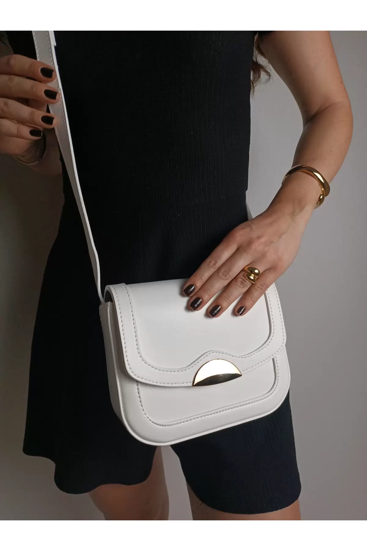 Brussels White Gold Buckle Womens Shoulder Bag