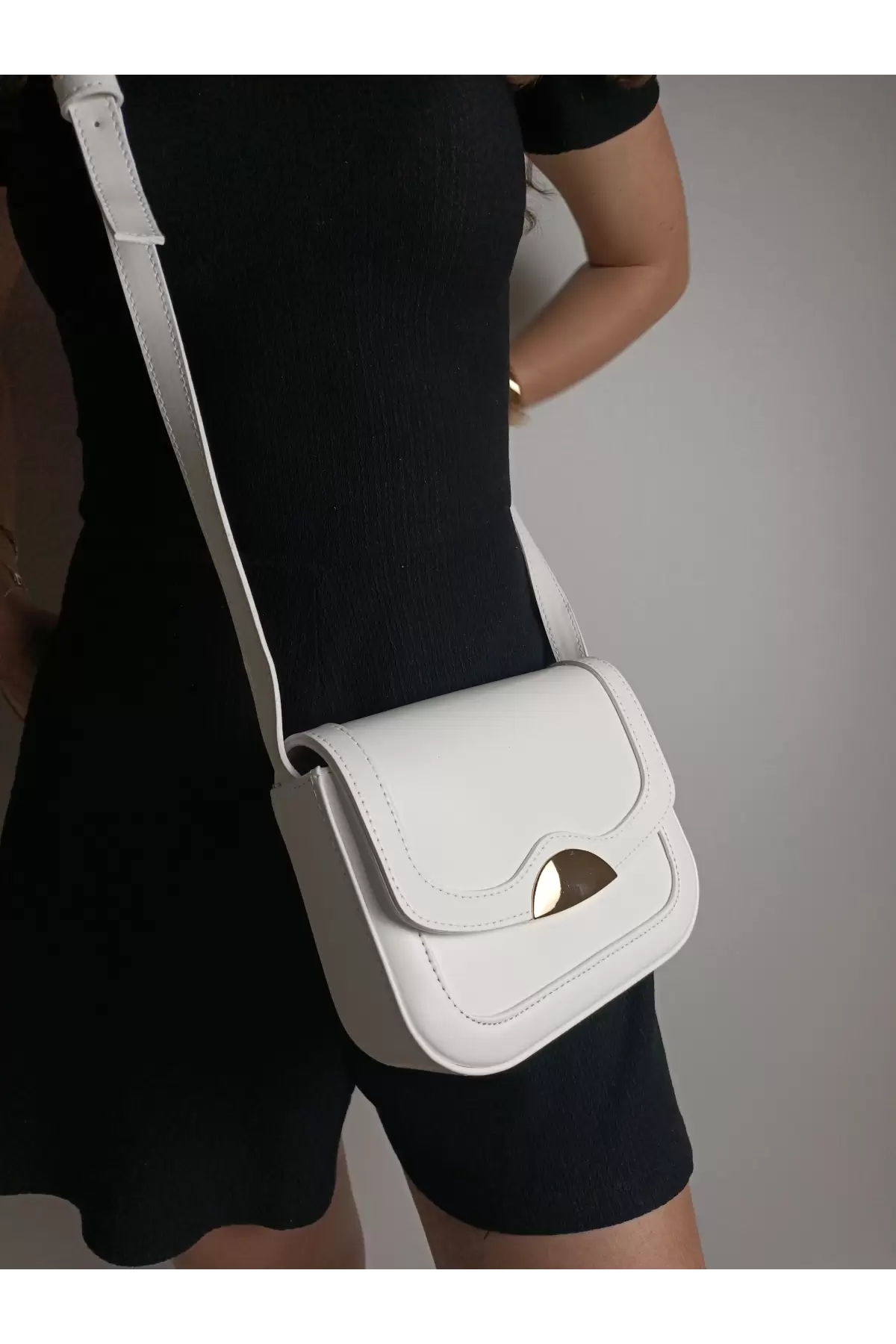 Brussels White Gold Buckle Womens Shoulder Bag