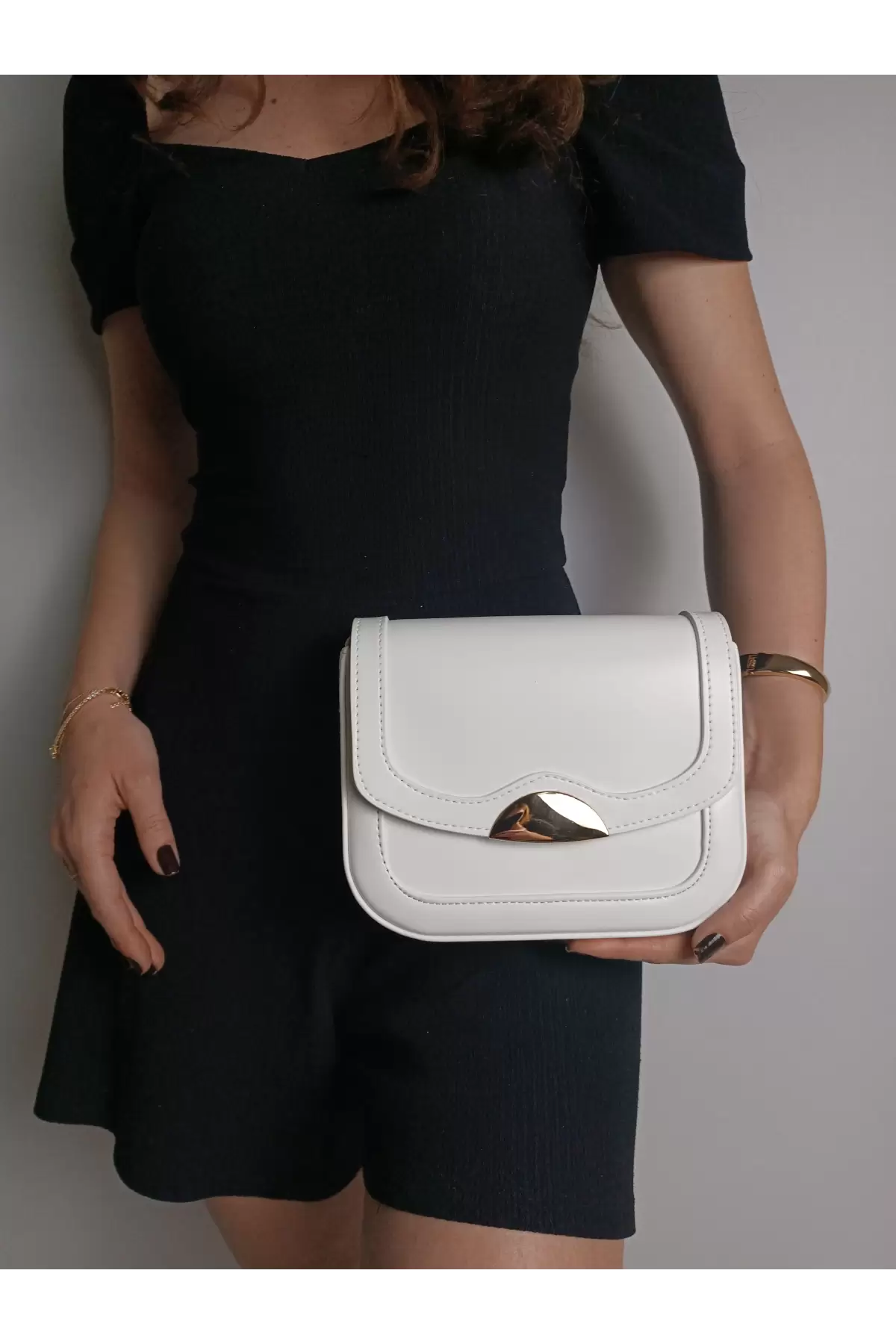 Brussels White Gold Buckle Womens Shoulder Bag