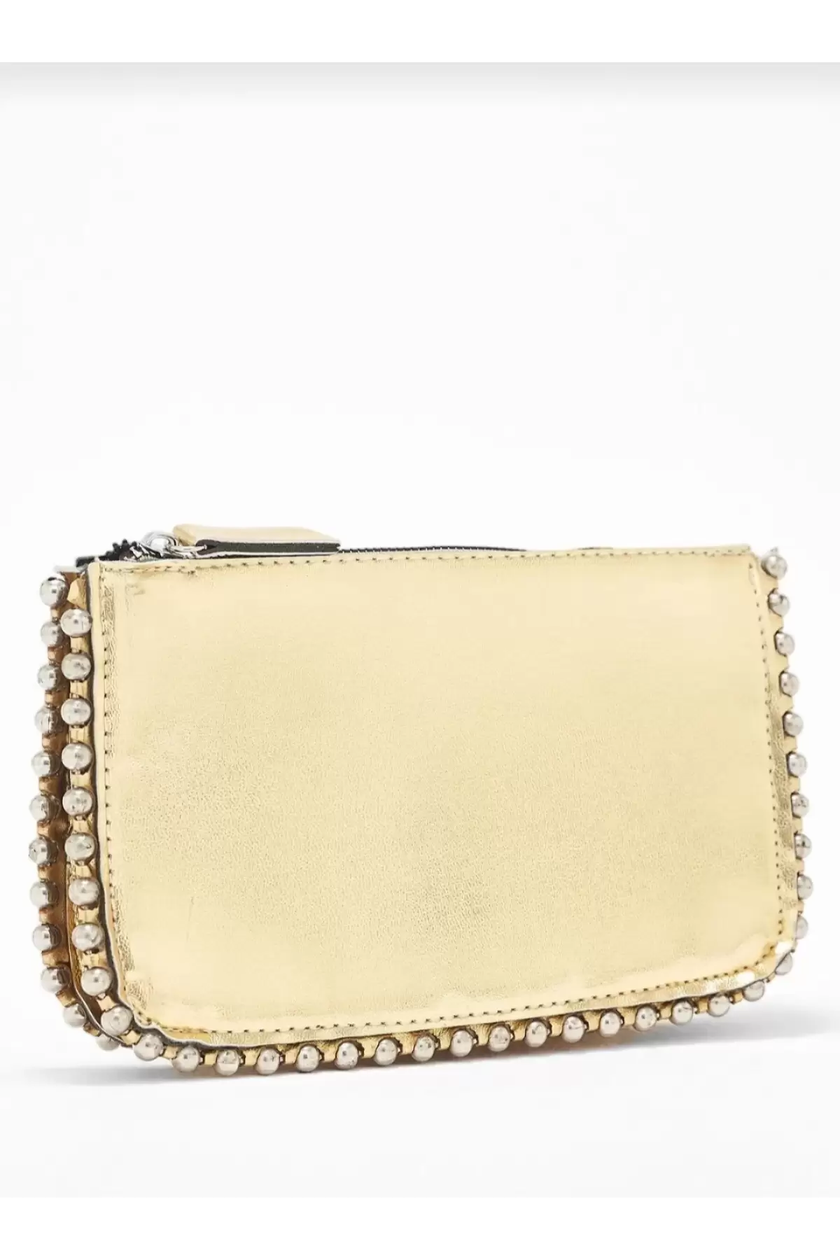 Dally Gold Color Beaded Chain Strap Womens Wallet Bag