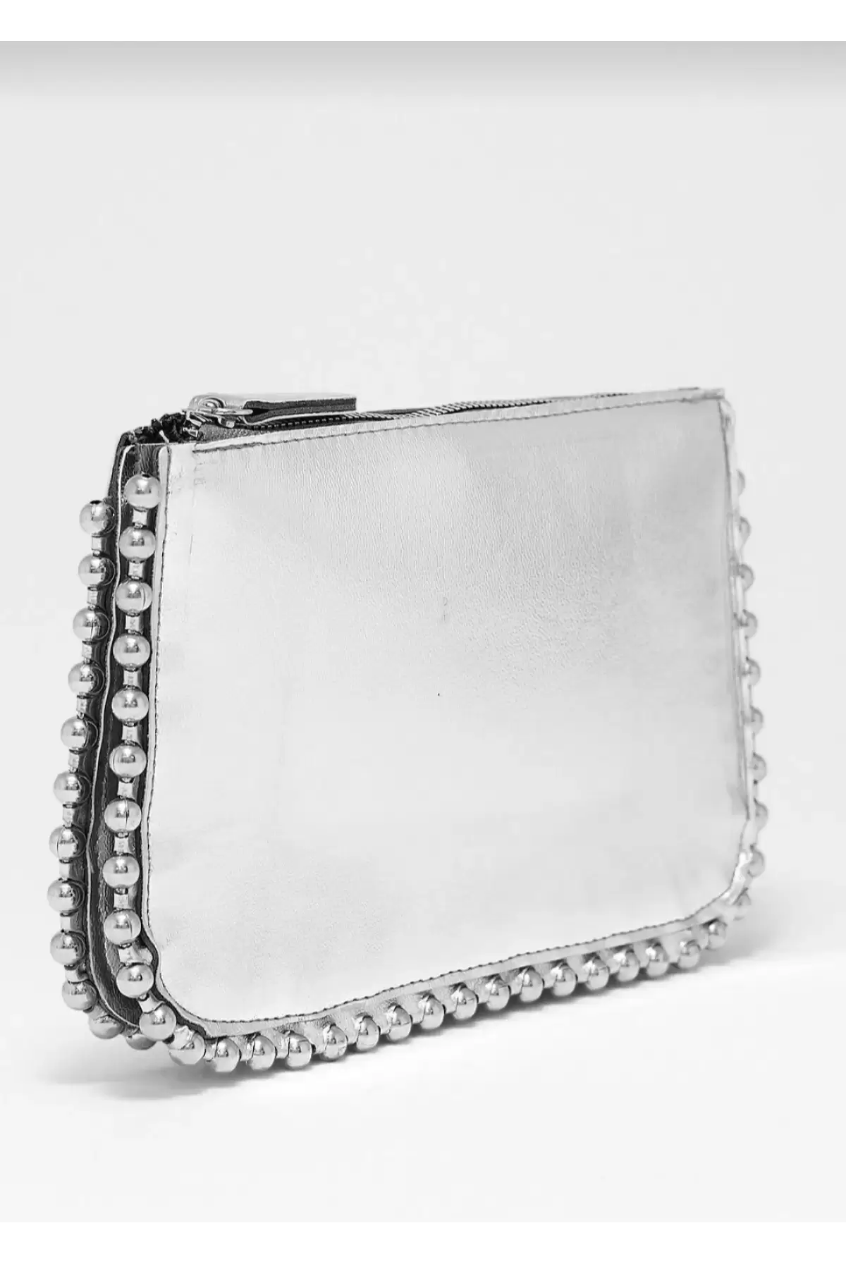 Dally Silver Color Beaded Chain Strap Womens Wallet Bag