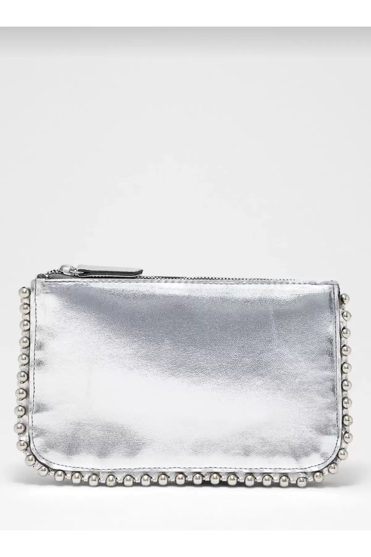 Dally Silver Color Beaded Chain Strap Womens Wallet Bag