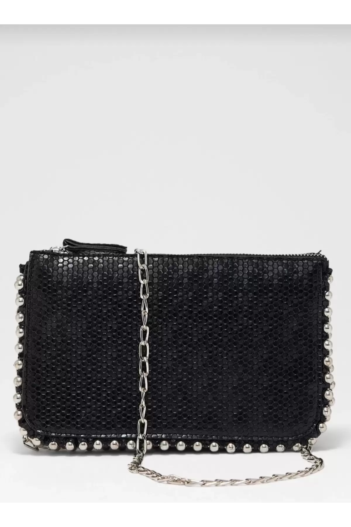 Dally Black Color Beaded Chain Strap Womens Wallet Bag