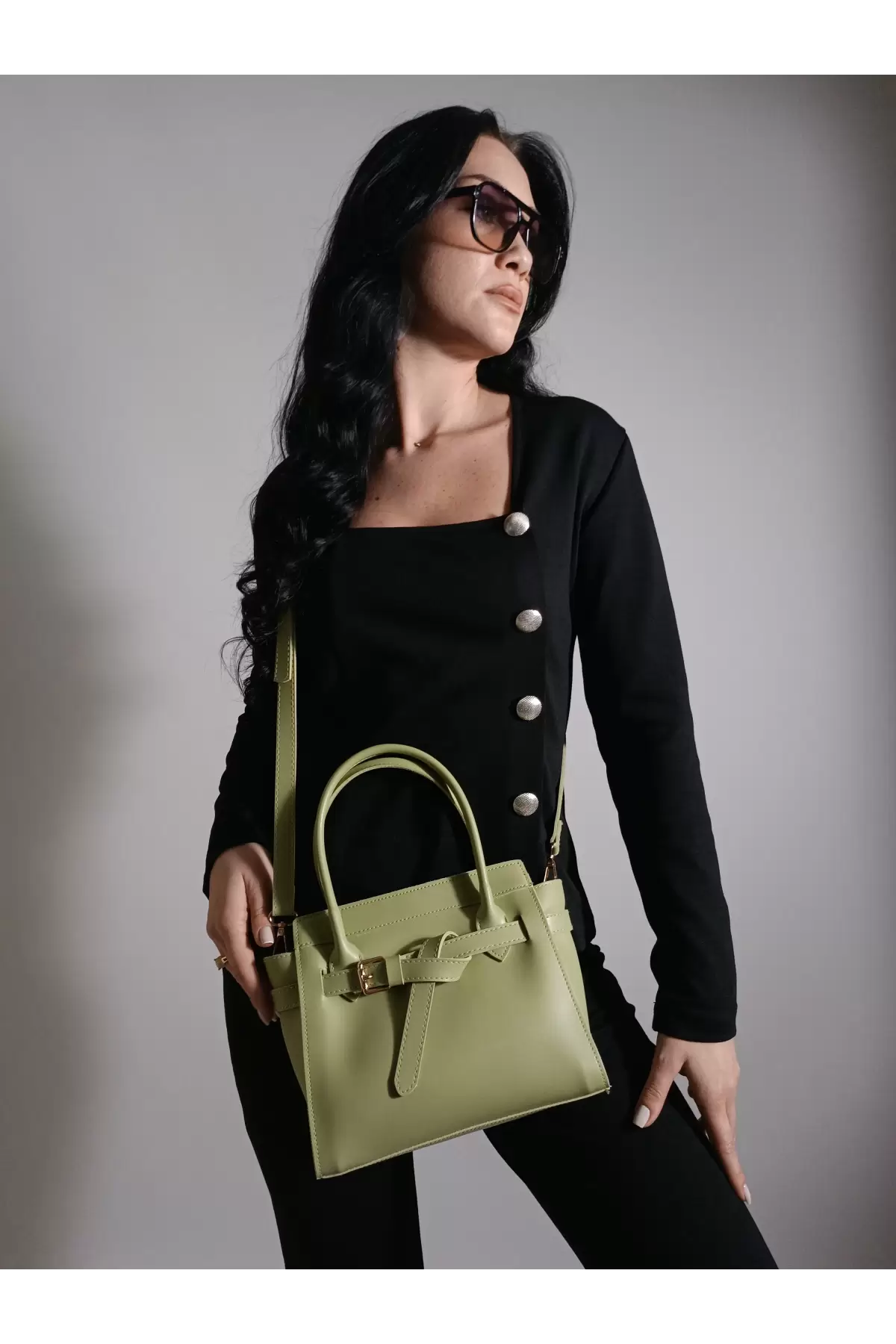Despina Mint Yeşili Kemer Aksesuarlı Kadın Omuz Çantası