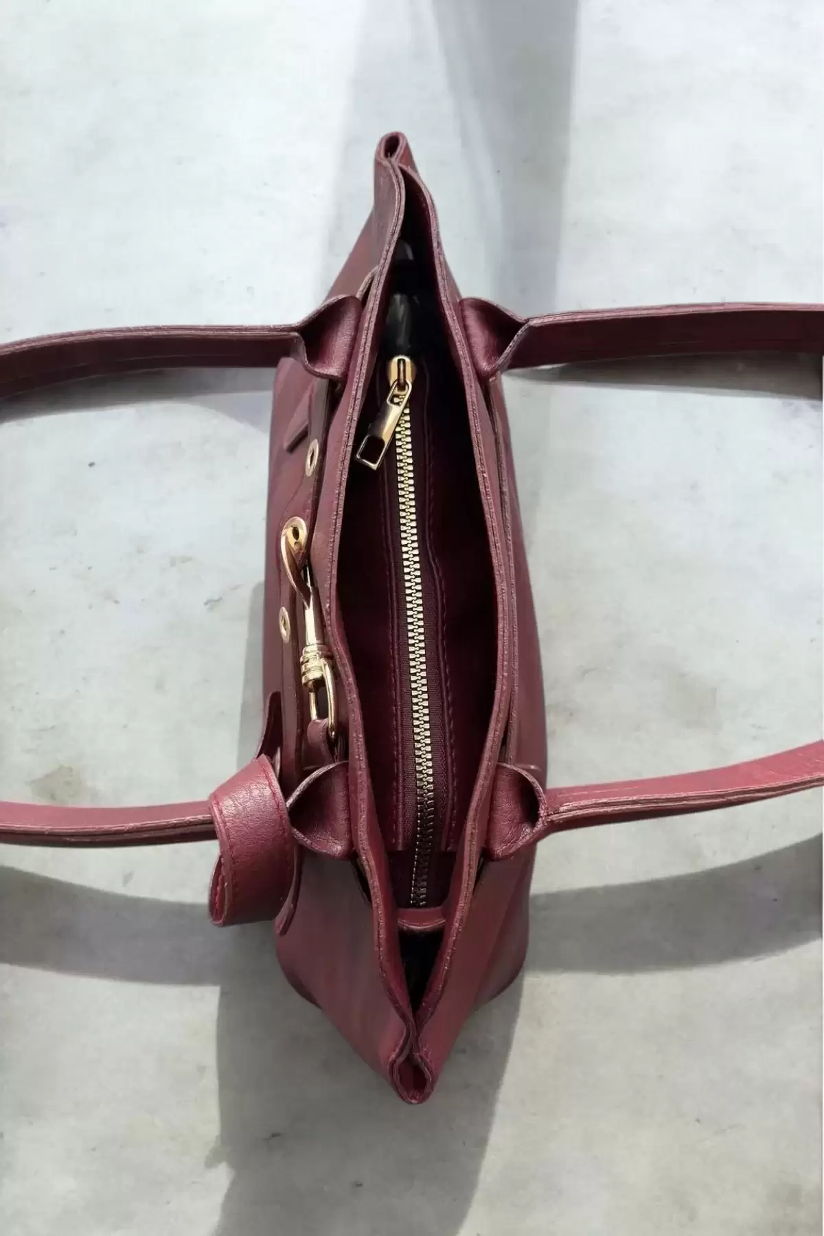 Elegante Bordo Kemer Detay Kadın Omuz Çantası