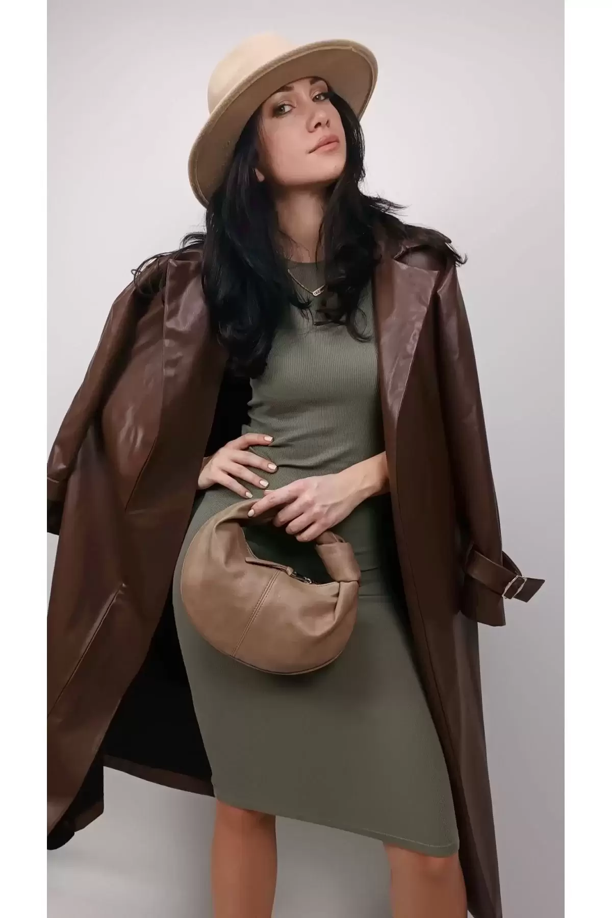 Helen Düğümlü Vizon Cilt Trend Mini Kadın El Çantası