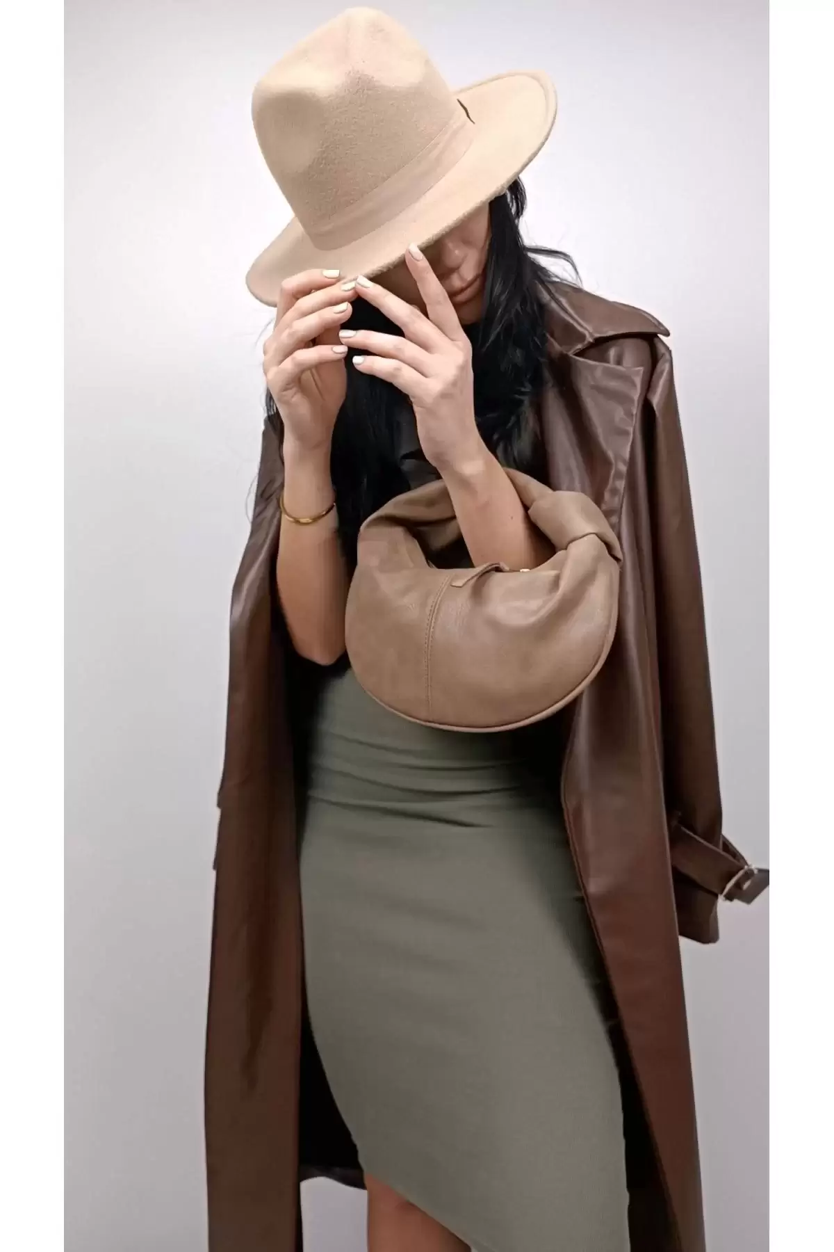 Helen Düğümlü Vizon Cilt Trend Mini Kadın El Çantası