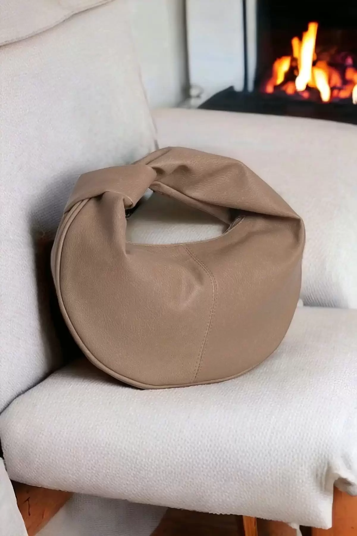 Helen Düğümlü Vizon Cilt Trend Mini Kadın El Çantası
