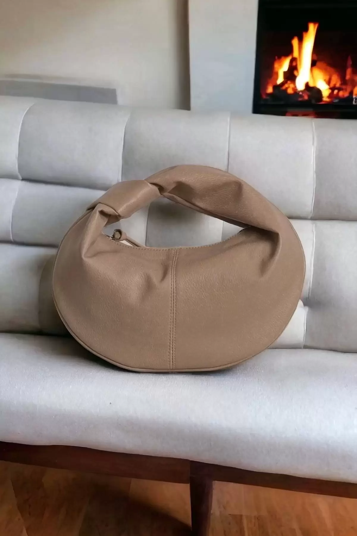 Helen Düğümlü Vizon Cilt Trend Mini Kadın El Çantası